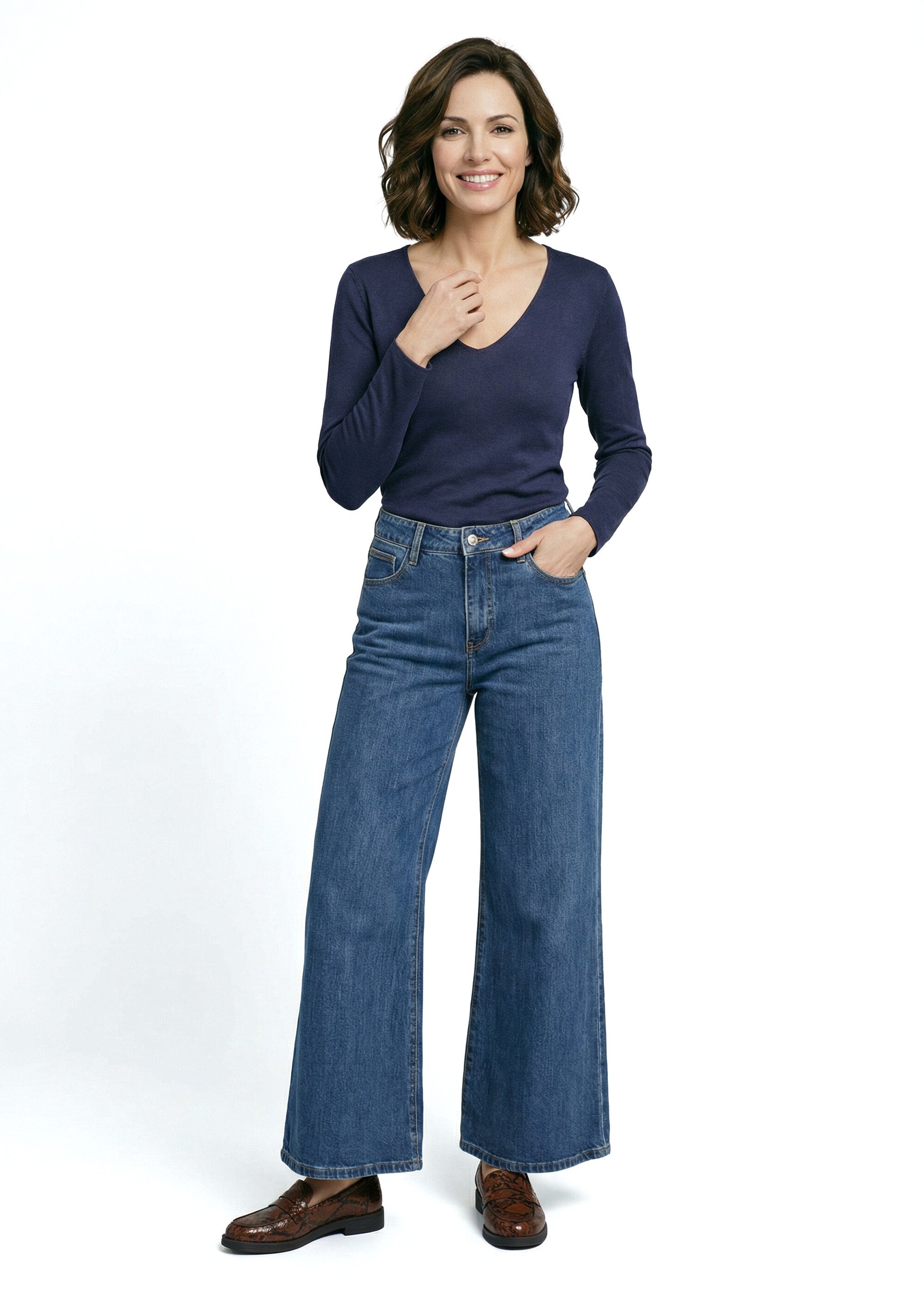 Jean coupe très large, spécial PETITE Femme Bleu OR-JD573 MV1