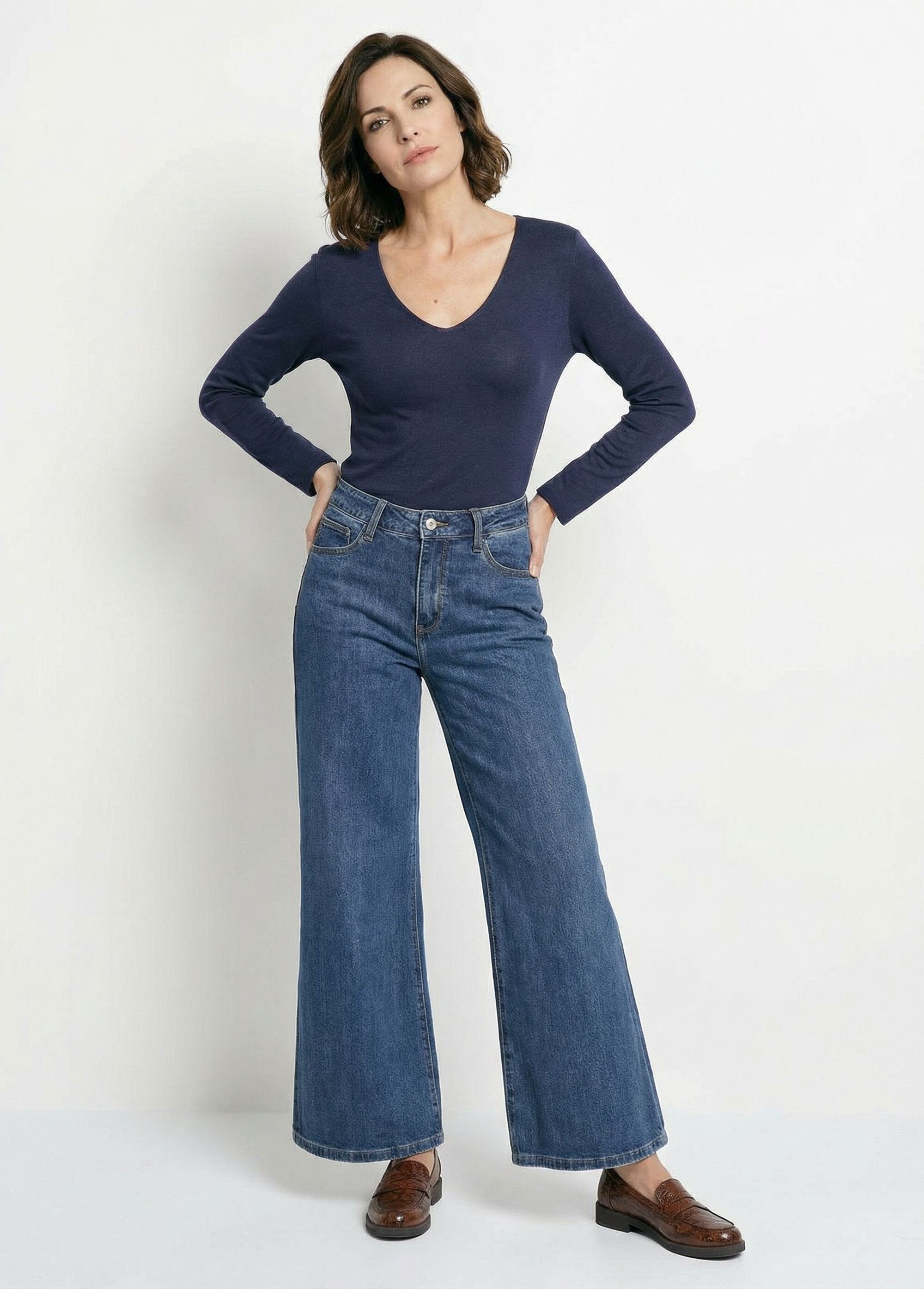 Jean coupe très large, spécial PETITE Femme Bleu OR-JD573 SF1