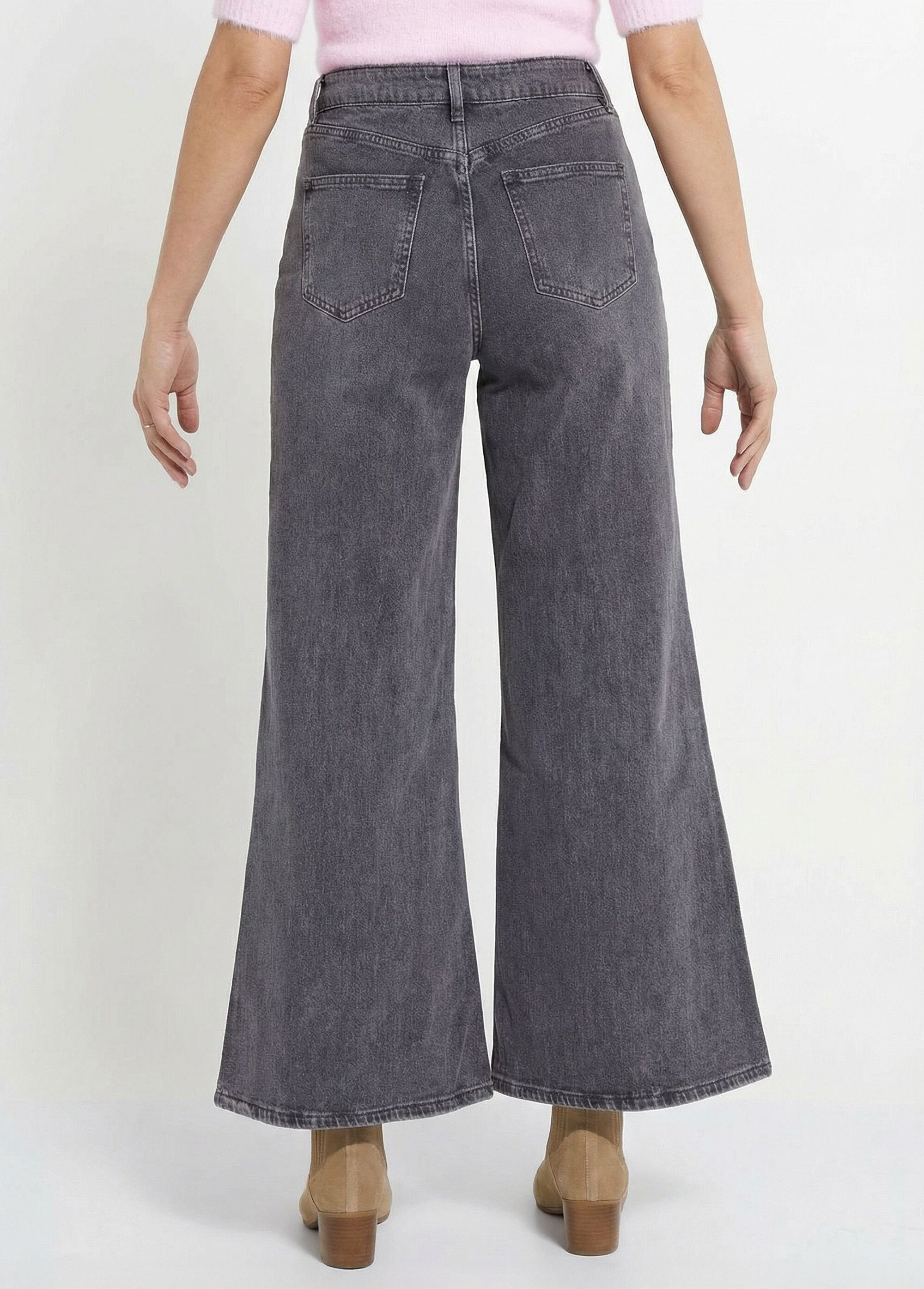 Jean coupe très large, spécial PETITE Femme Gris OR-JD573 DO1