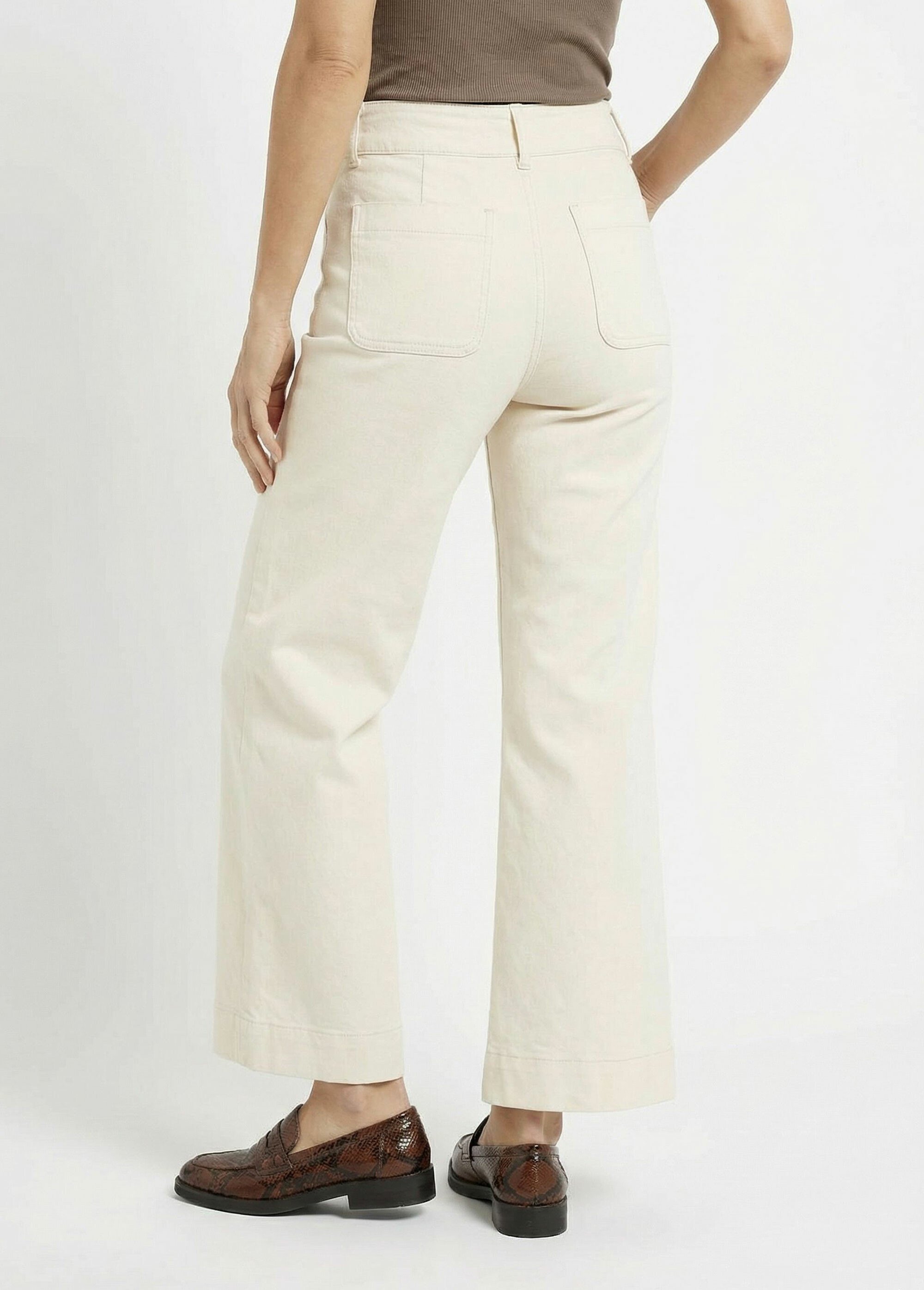 Jean flare taille haute, spécial PETITE Femme Beige OR-JD474 MV1