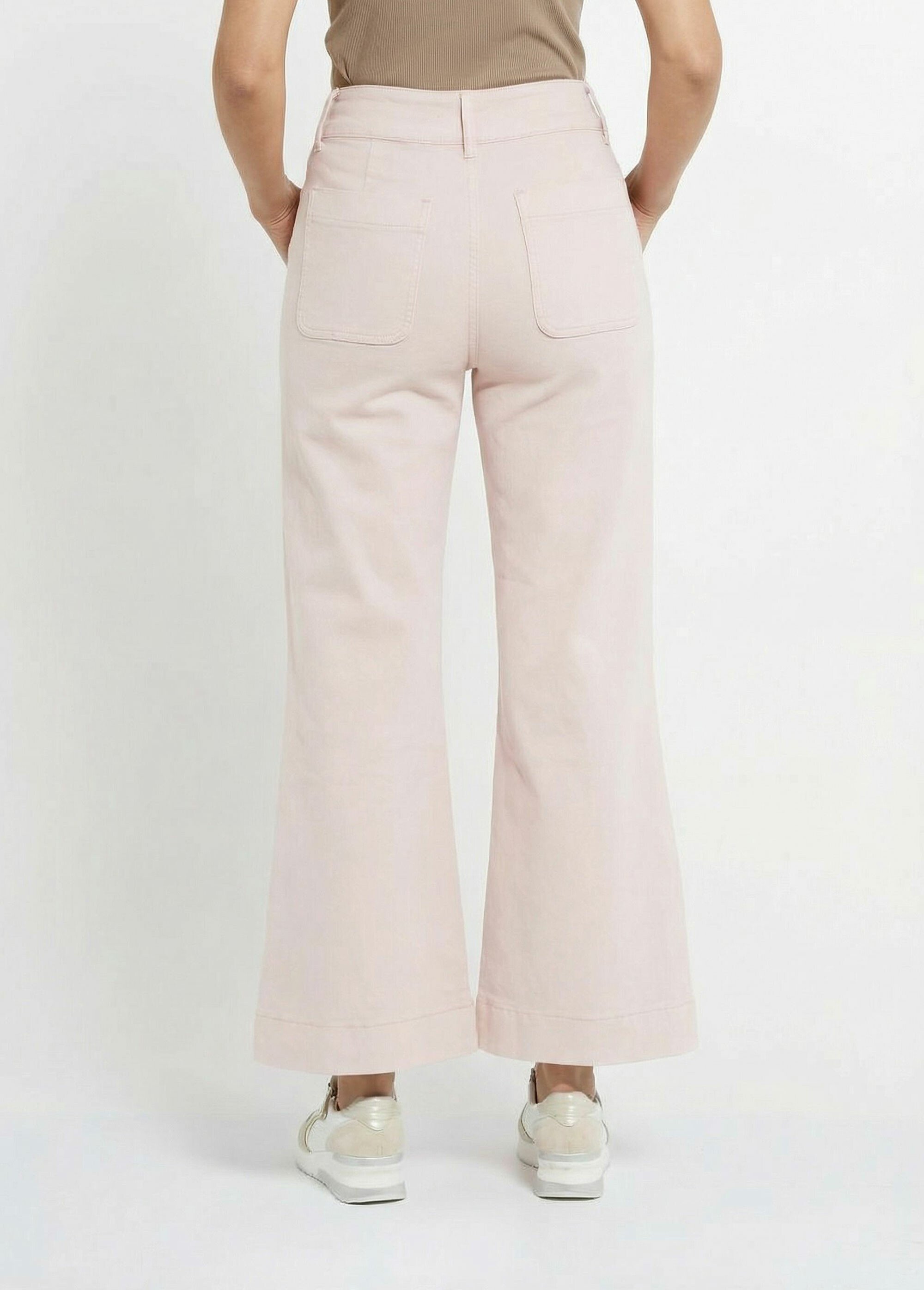 Jean flare taille haute, spécial PETITE Femme Rose OR-JD474 DO1