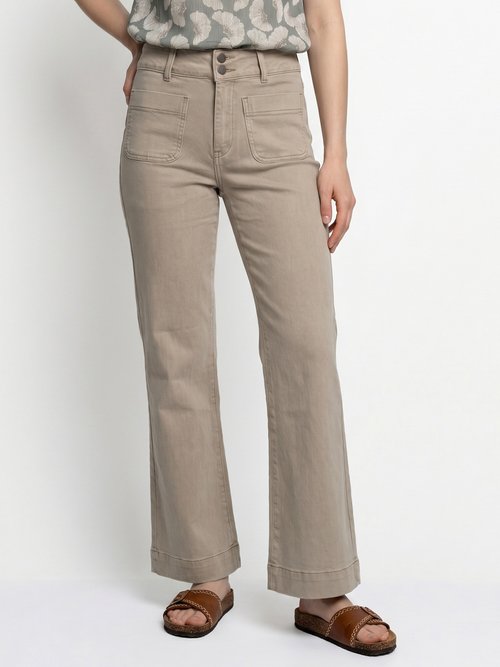 Jean flare taille haute, spécial PETITE Femme Beige OR-JD474 FA1