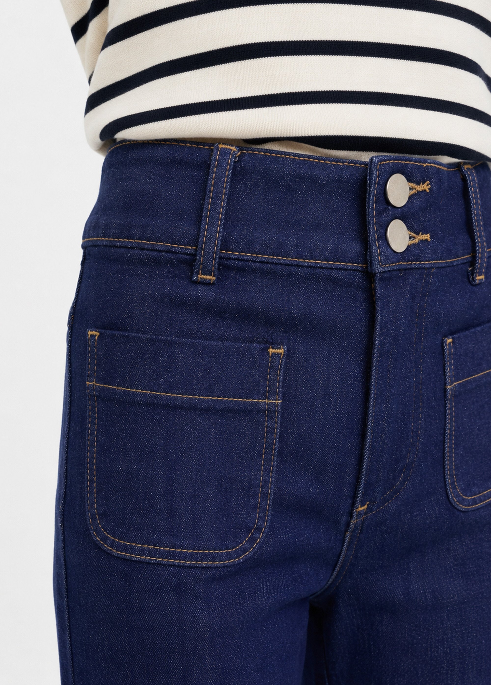 Jean flare taille haute, spécial PETITE Femme BRUT OR-JD474 DE1