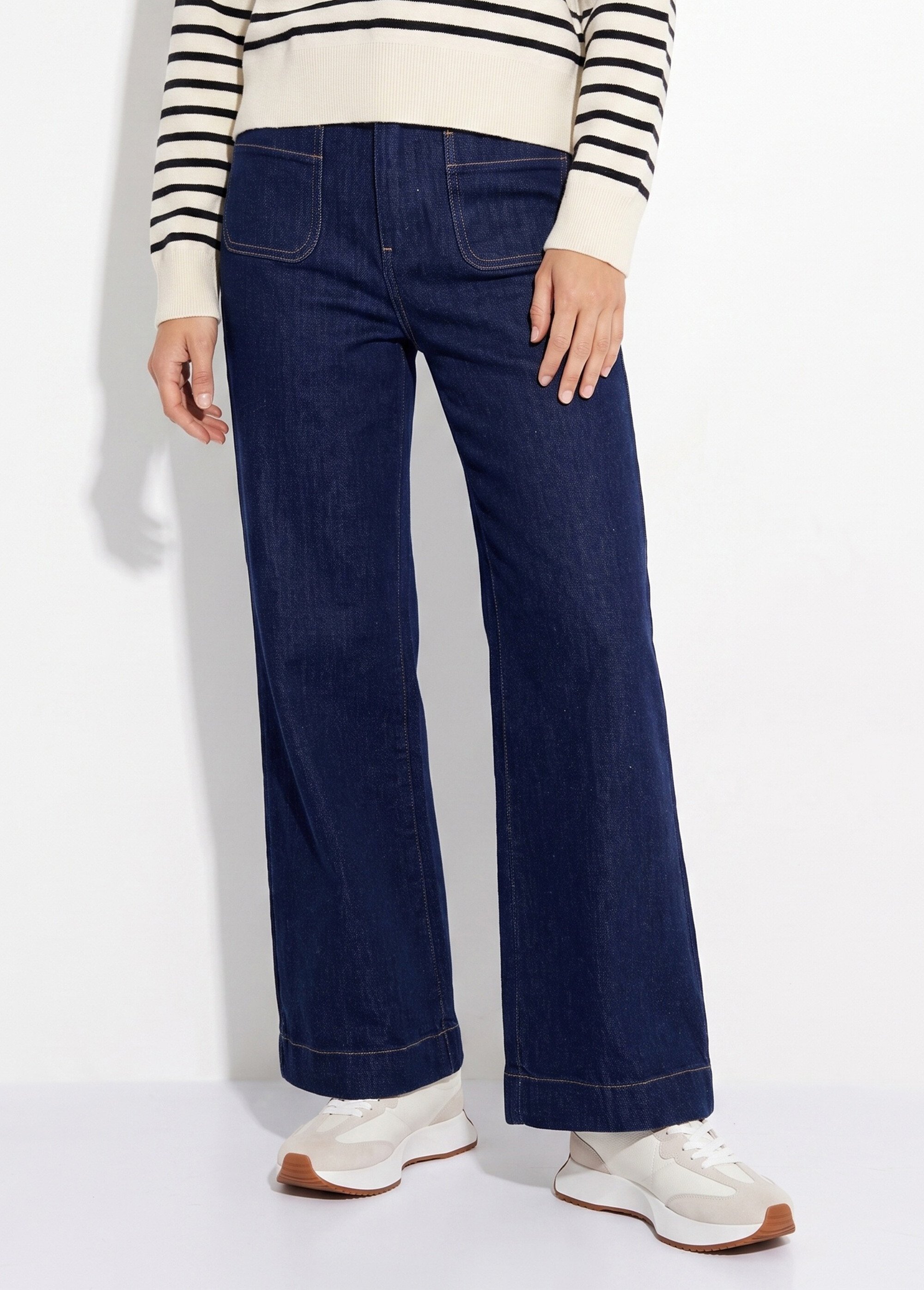 Jean flare taille haute, spécial PETITE Femme BRUT OR-JD474 FA1