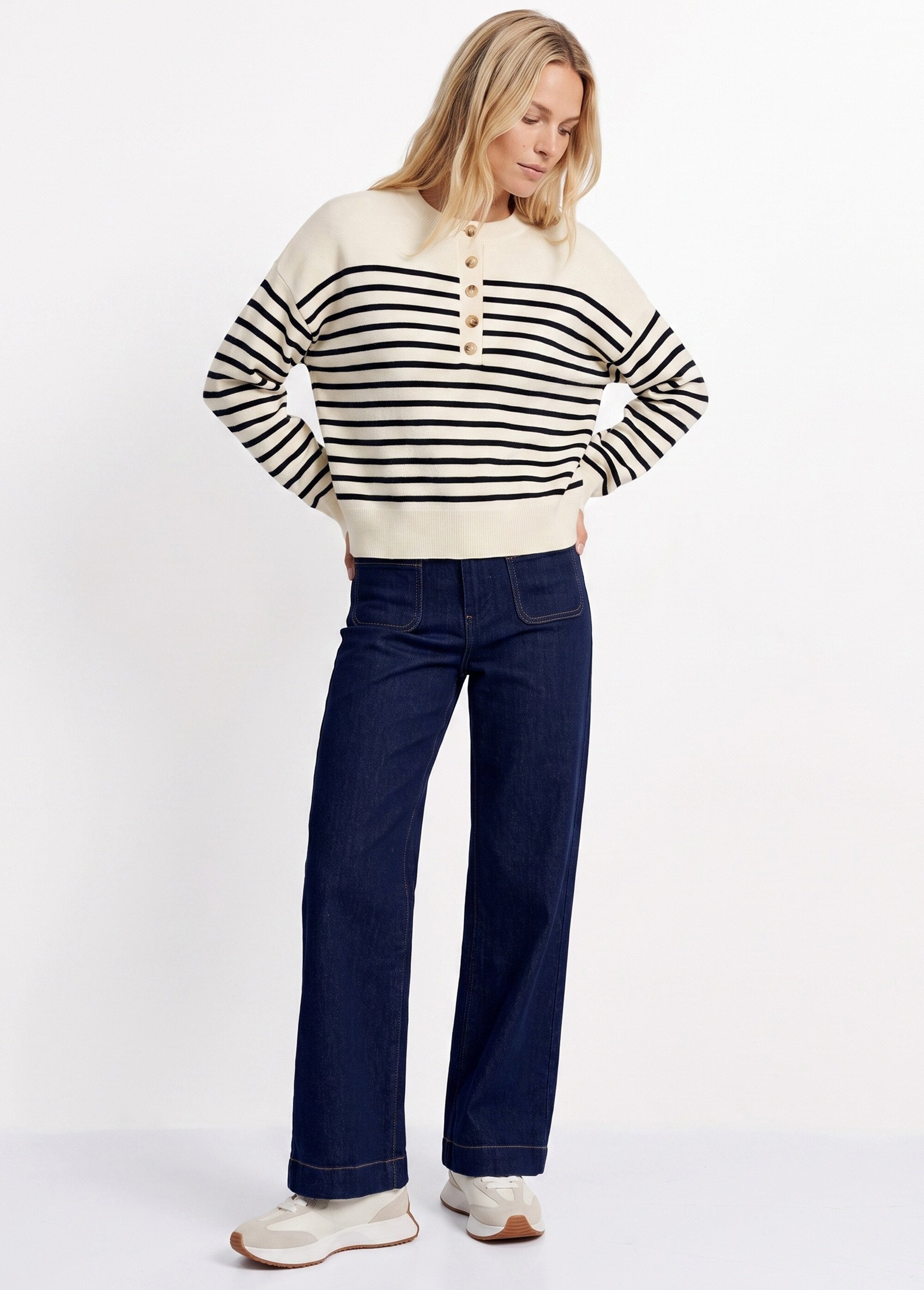 Jean flare taille haute, spécial PETITE Femme BRUT OR-JD474 MV1
