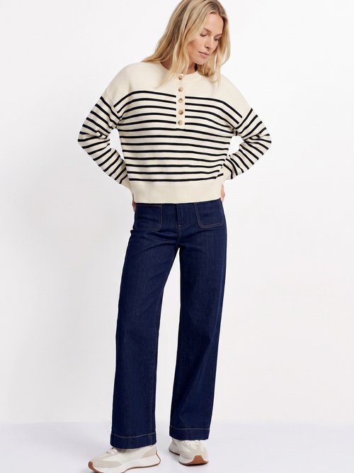 Jean flare taille haute, spécial PETITE Femme BRUT OR-JD474 MV1