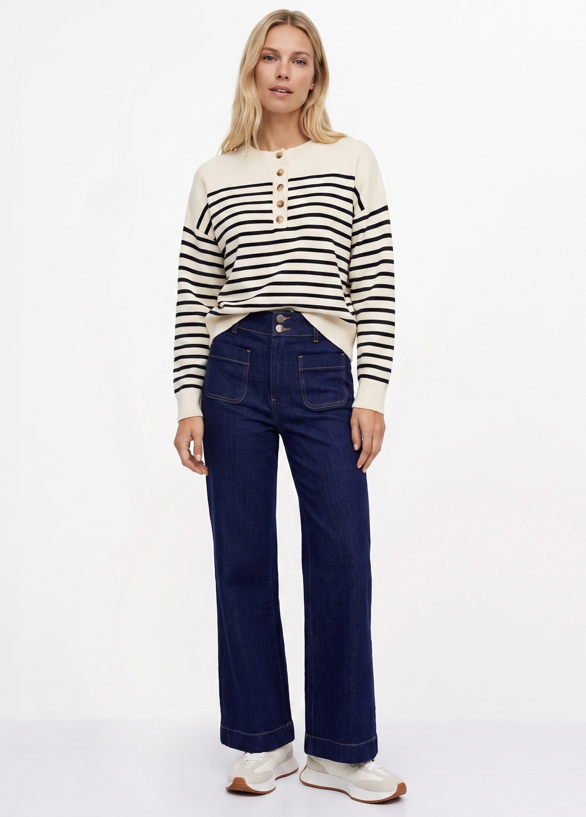 Jean flare taille haute, spécial PETITE Femme BRUT OR-JD474 SI1