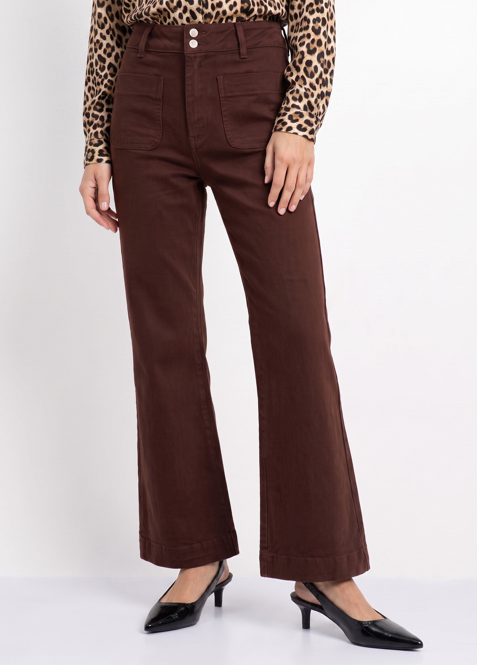 Jean flare taille haute, spécial PETITE Femme Rouge OR-JD474 FA1