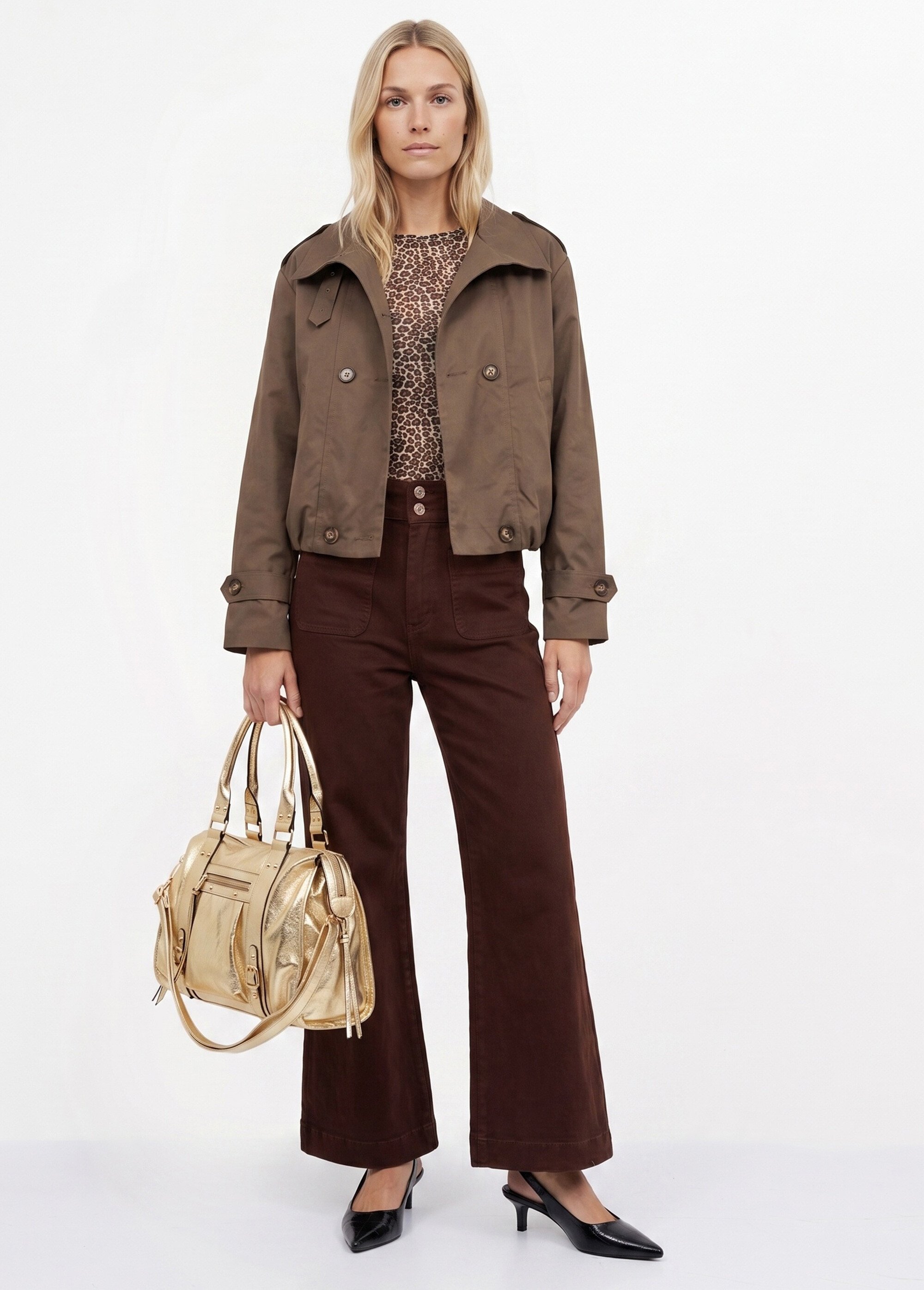 Jean flare taille haute, spécial PETITE Femme Rouge OR-JD474 SI1