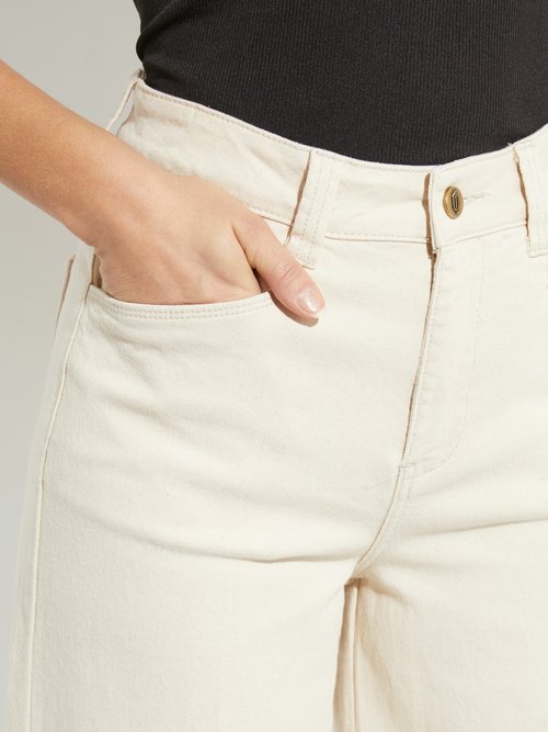 Jean large 5 poches, spécial PETITE Femme Beige OR-JD559 DE1