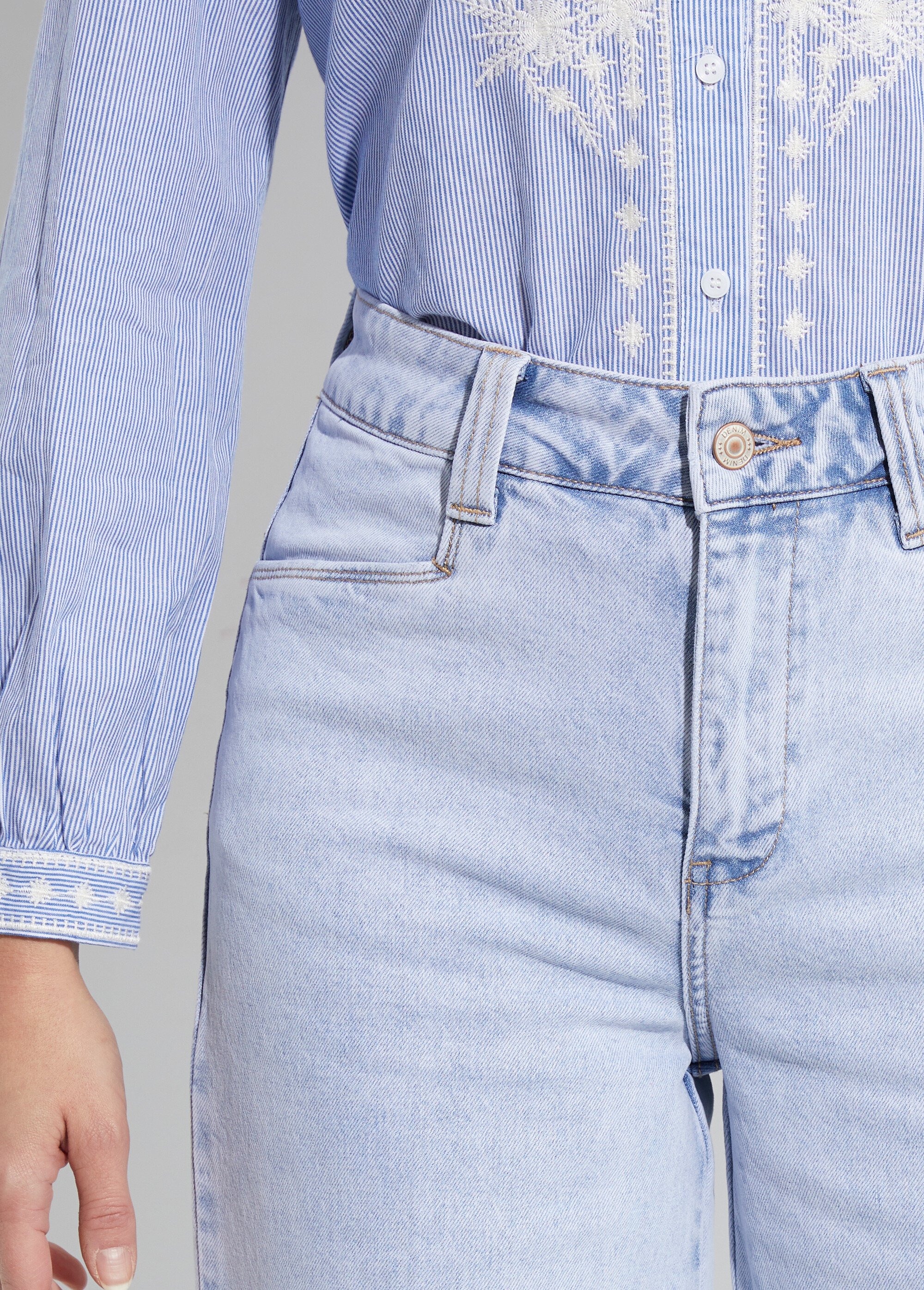 Jean large 5 poches, spécial PETITE Femme Bleu OR-JD559 DE1