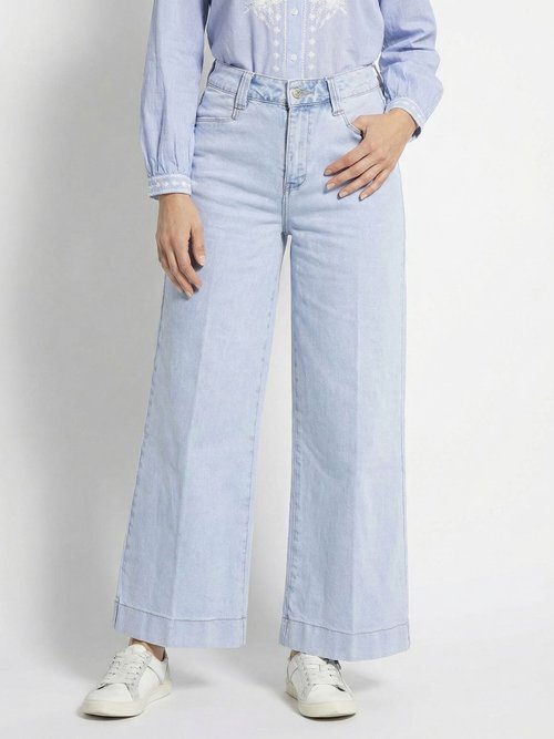 Jean large 5 poches, spécial PETITE Femme Bleu OR-JD559 FA1
