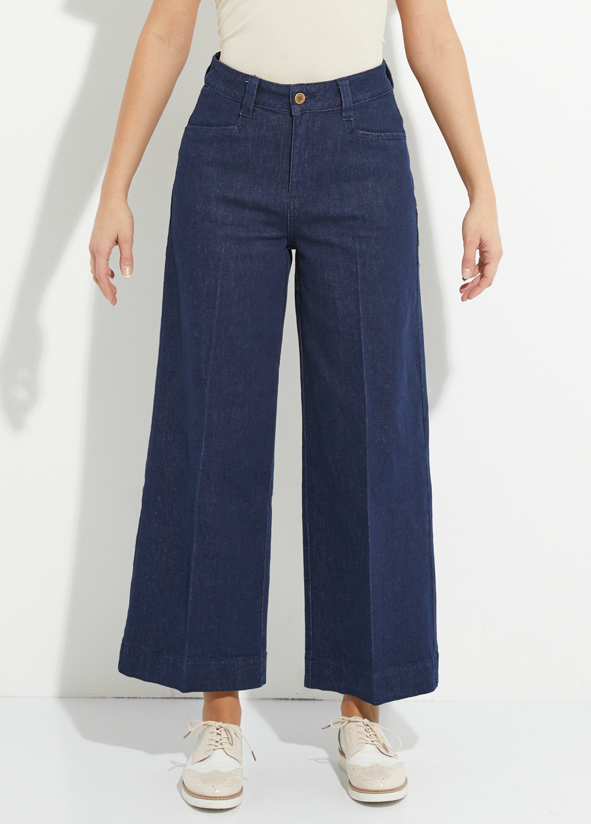 Jean large 5 poches, spécial PETITE Femme Bleu OR-JD559 FA1