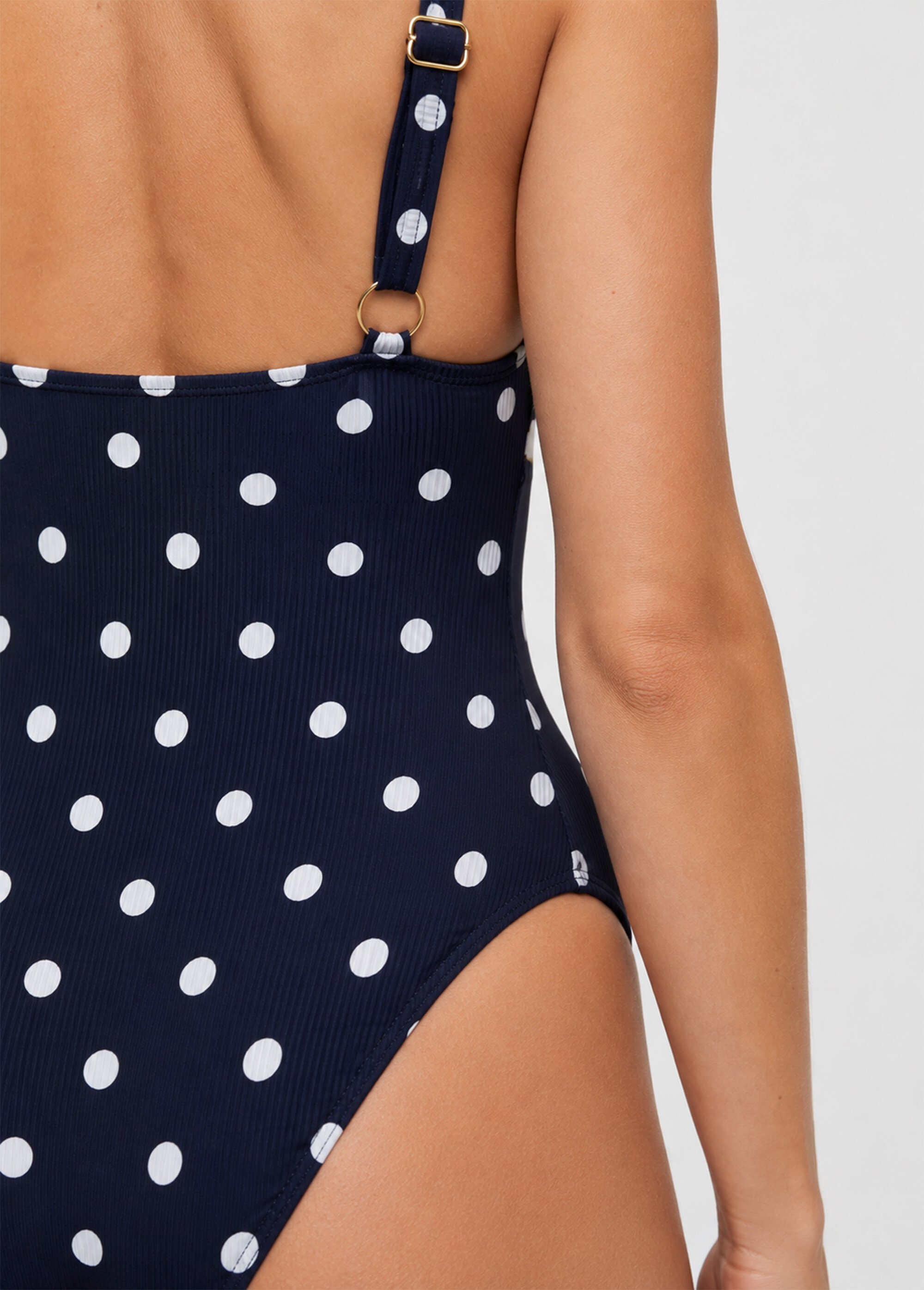 Maillot de bain 1 pièce impimé pois Femme NOIR POIS BLANC SUN-VW1546 DE2