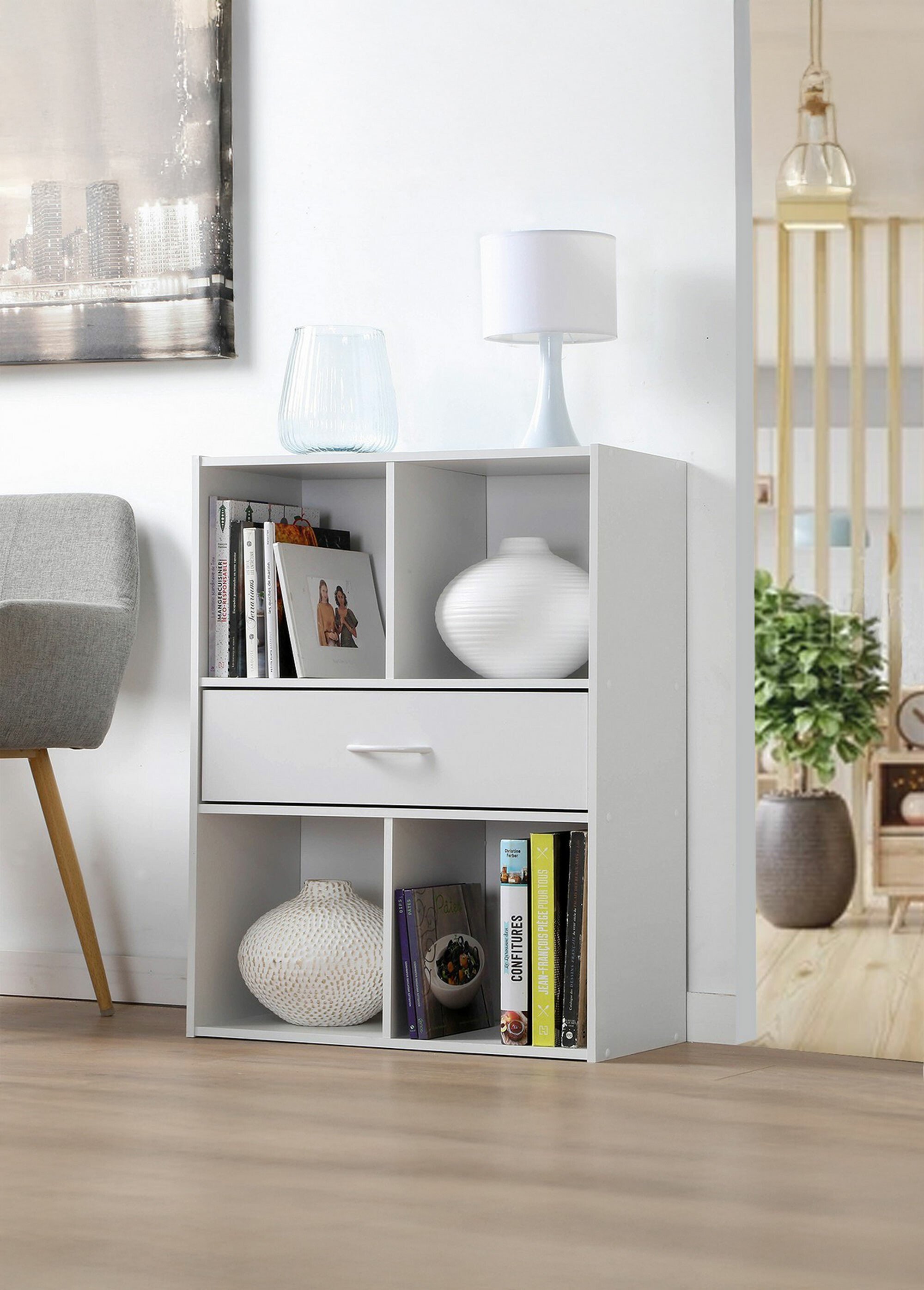 Meuble de rangement 4 cases + tiroir 1B BLANC CAL-11710134 SI1