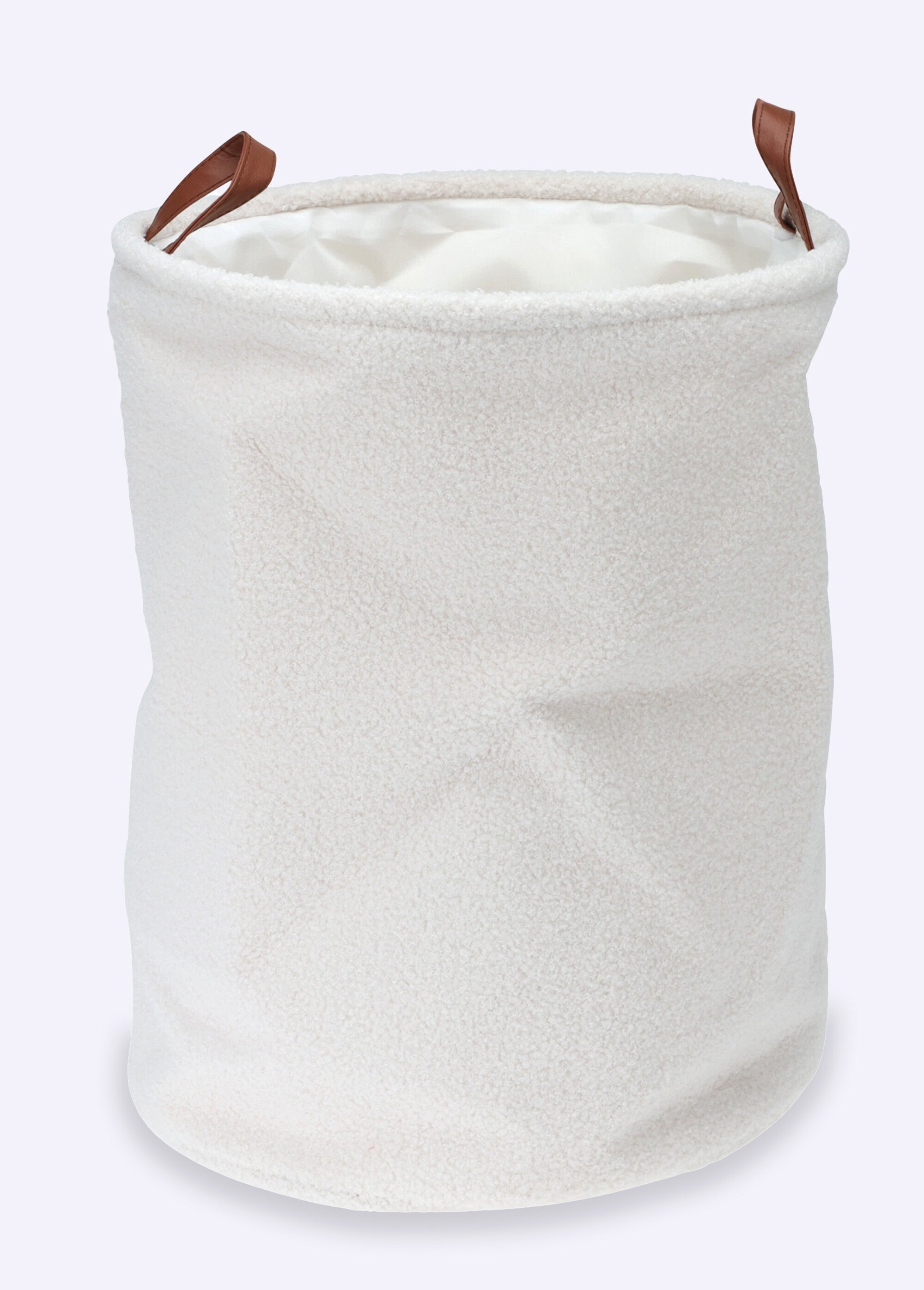 Panier à linge aspect laineux, 2 anses Beige KP-CY4655580 FA1
