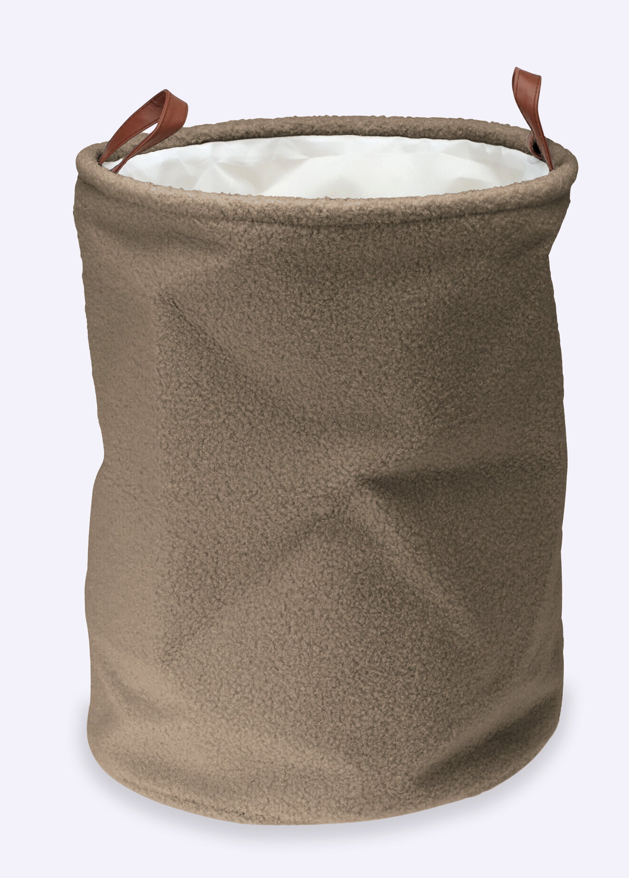Panier à linge aspect laineux, 2 anses Marron KP-CY4655580 FA1
