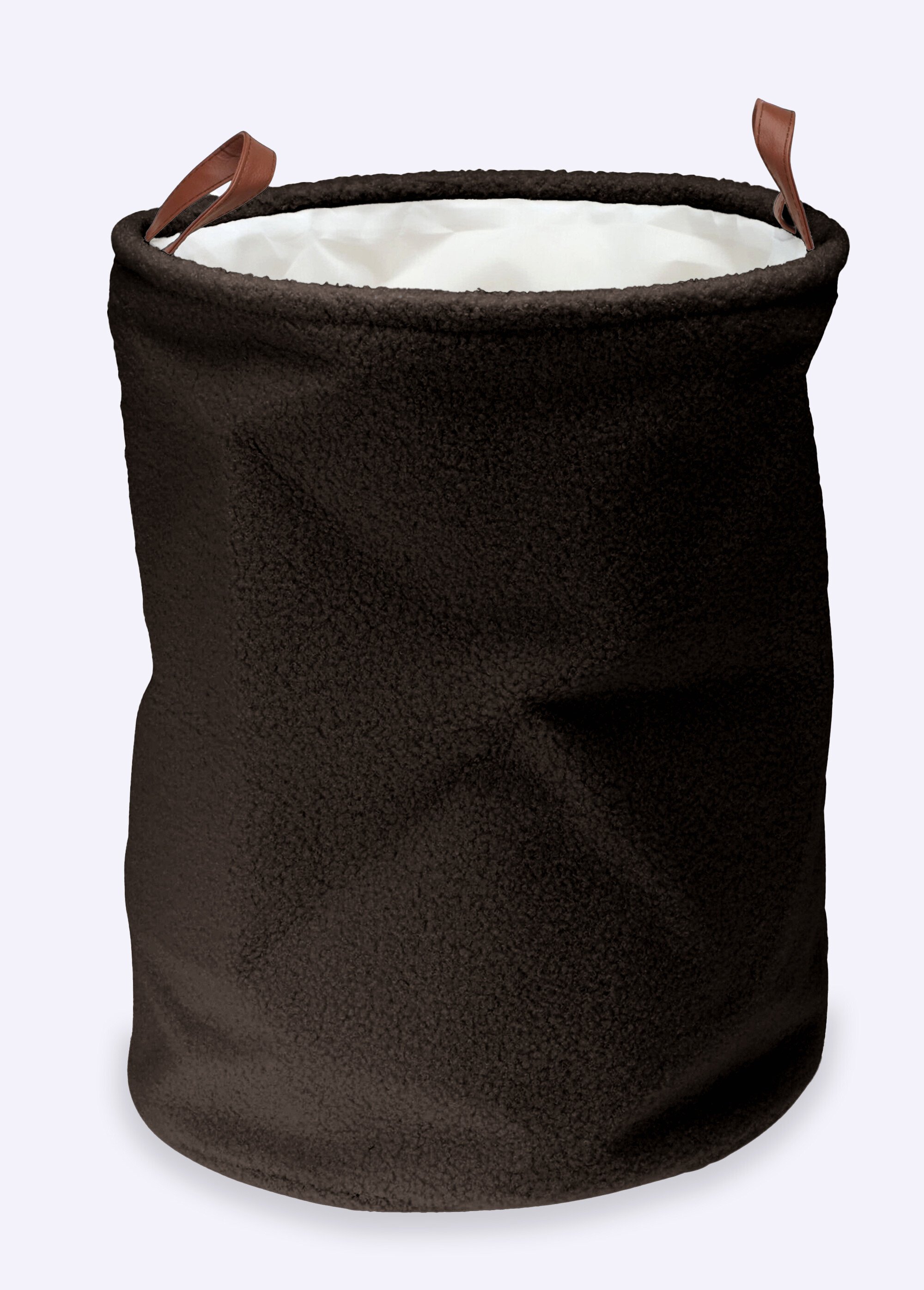 Panier à linge aspect laineux, 2 anses Marron KP-CY4655580 FA1