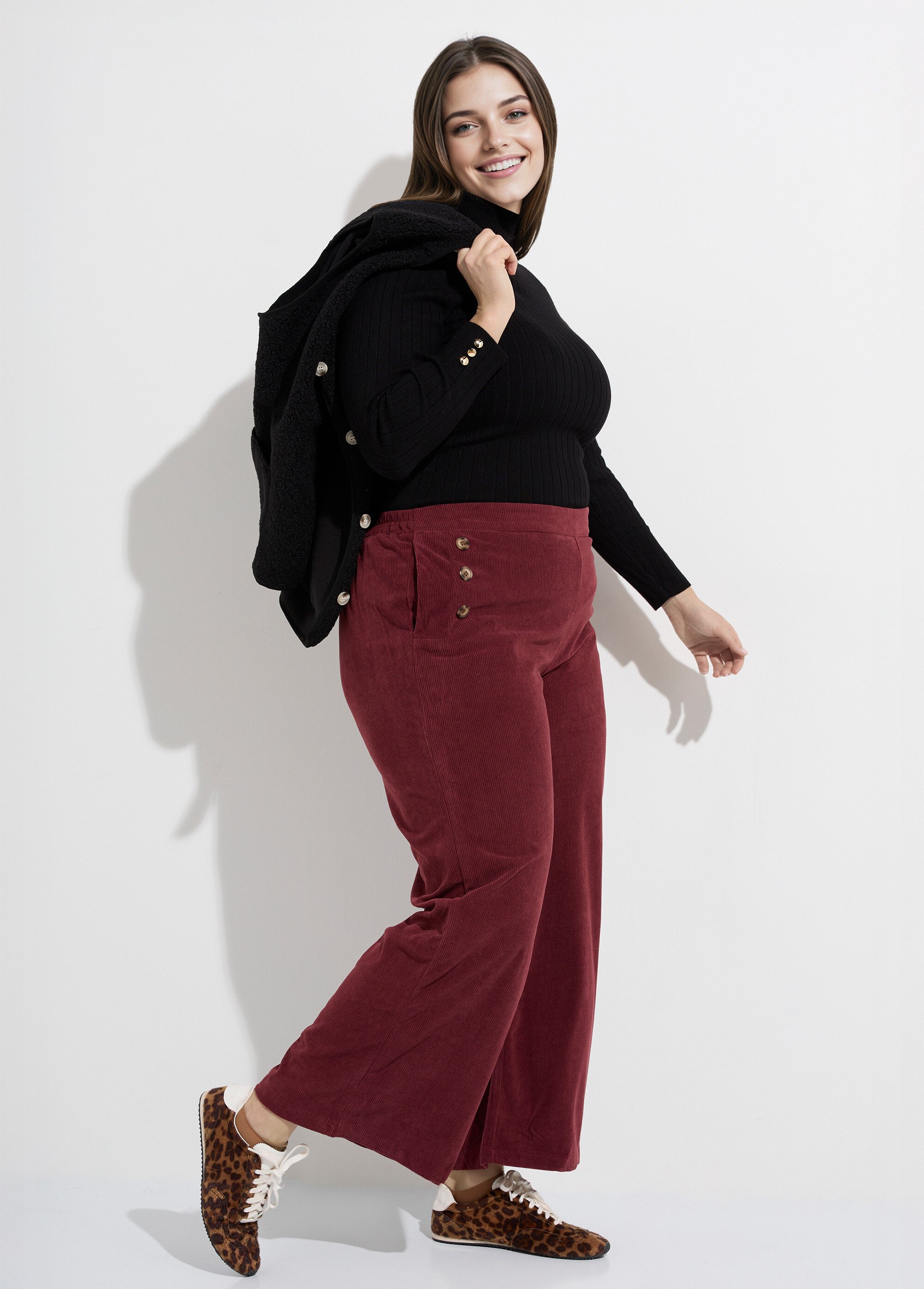 Pantalon à pont en velours grosses cotes