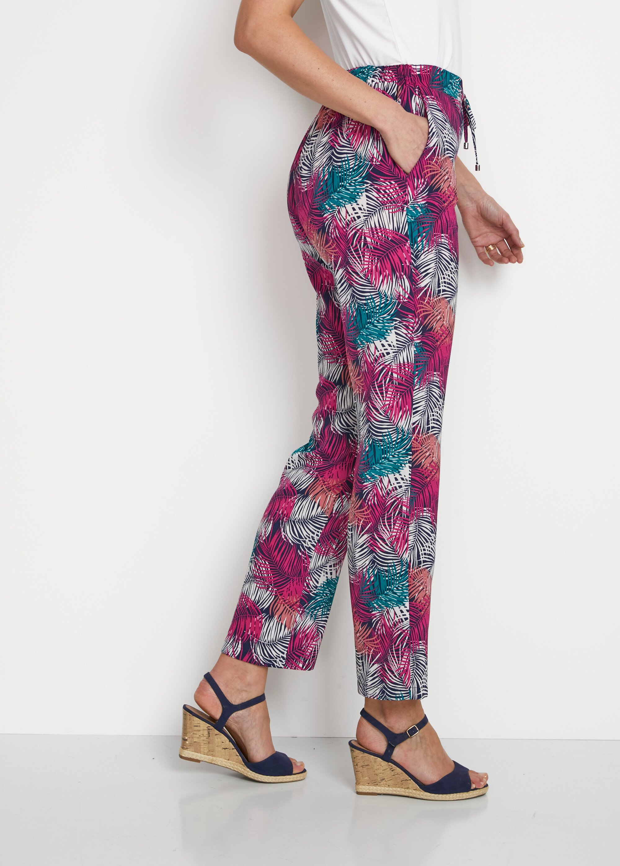 Pantalon fluide taille élastiquée Femme Rose NUAGE DR1