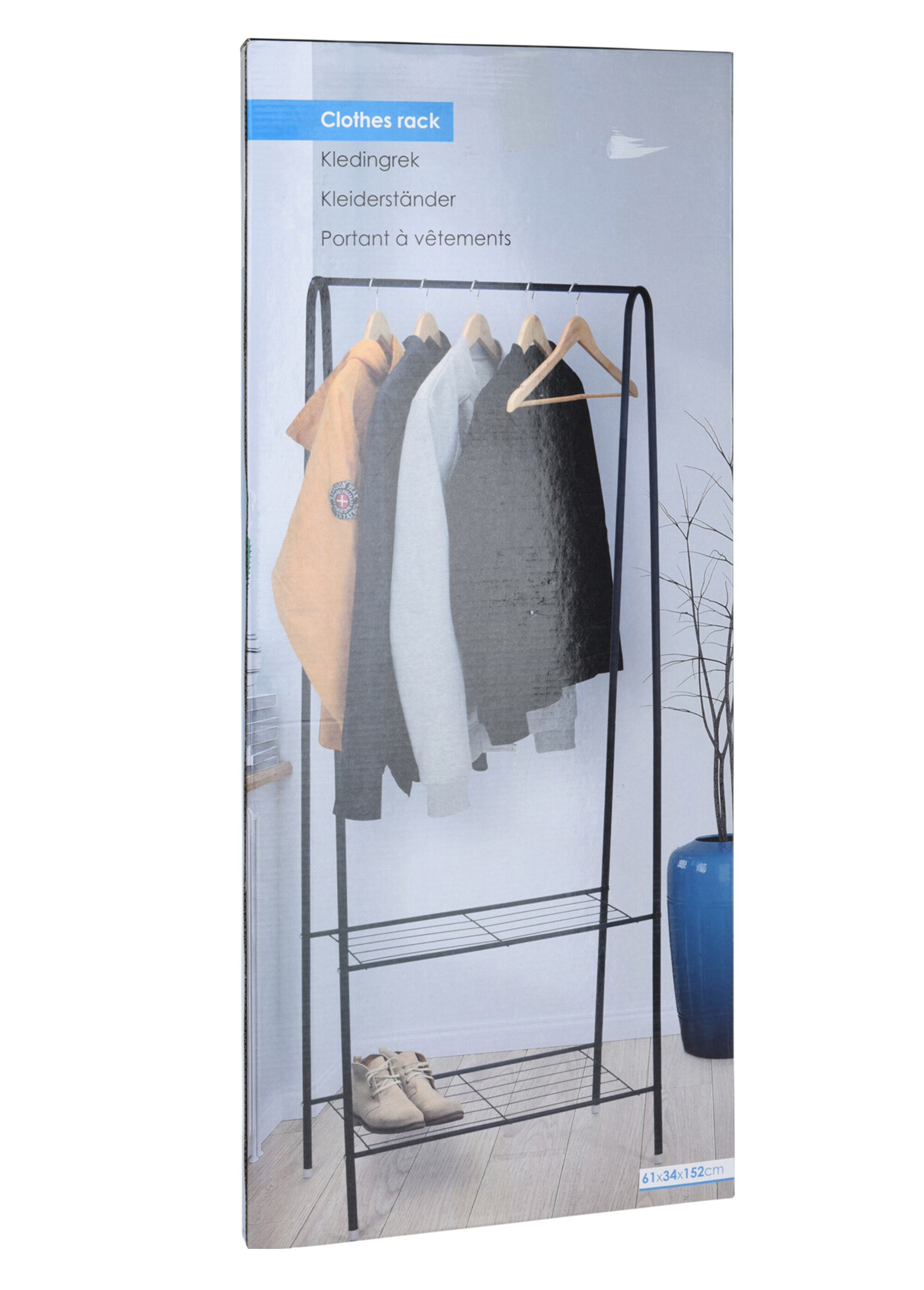 Portant à vêtements 1 barre + 2 niveaux NOIR KP-DD1400500 DE1
