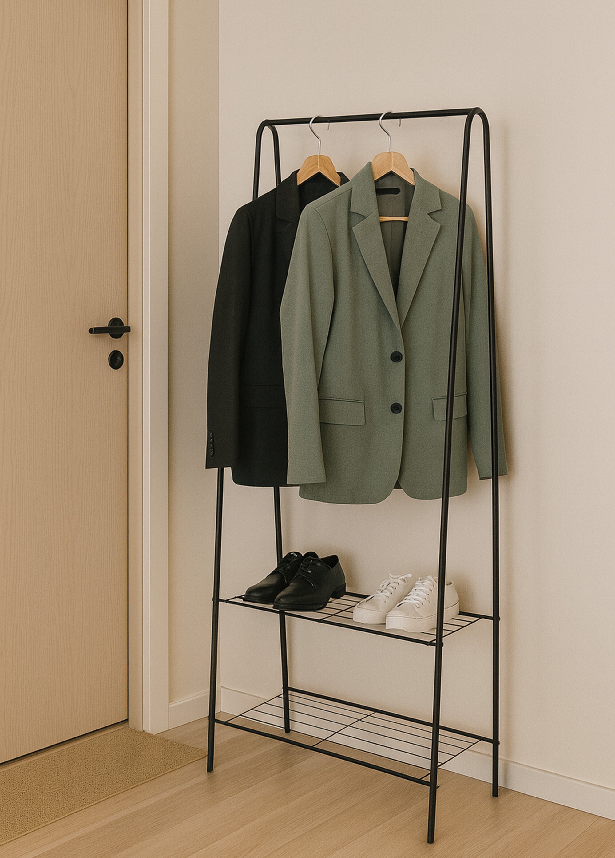 Portant à vêtements 1 barre + 2 niveaux NOIR KP-DD1400500 SF1
