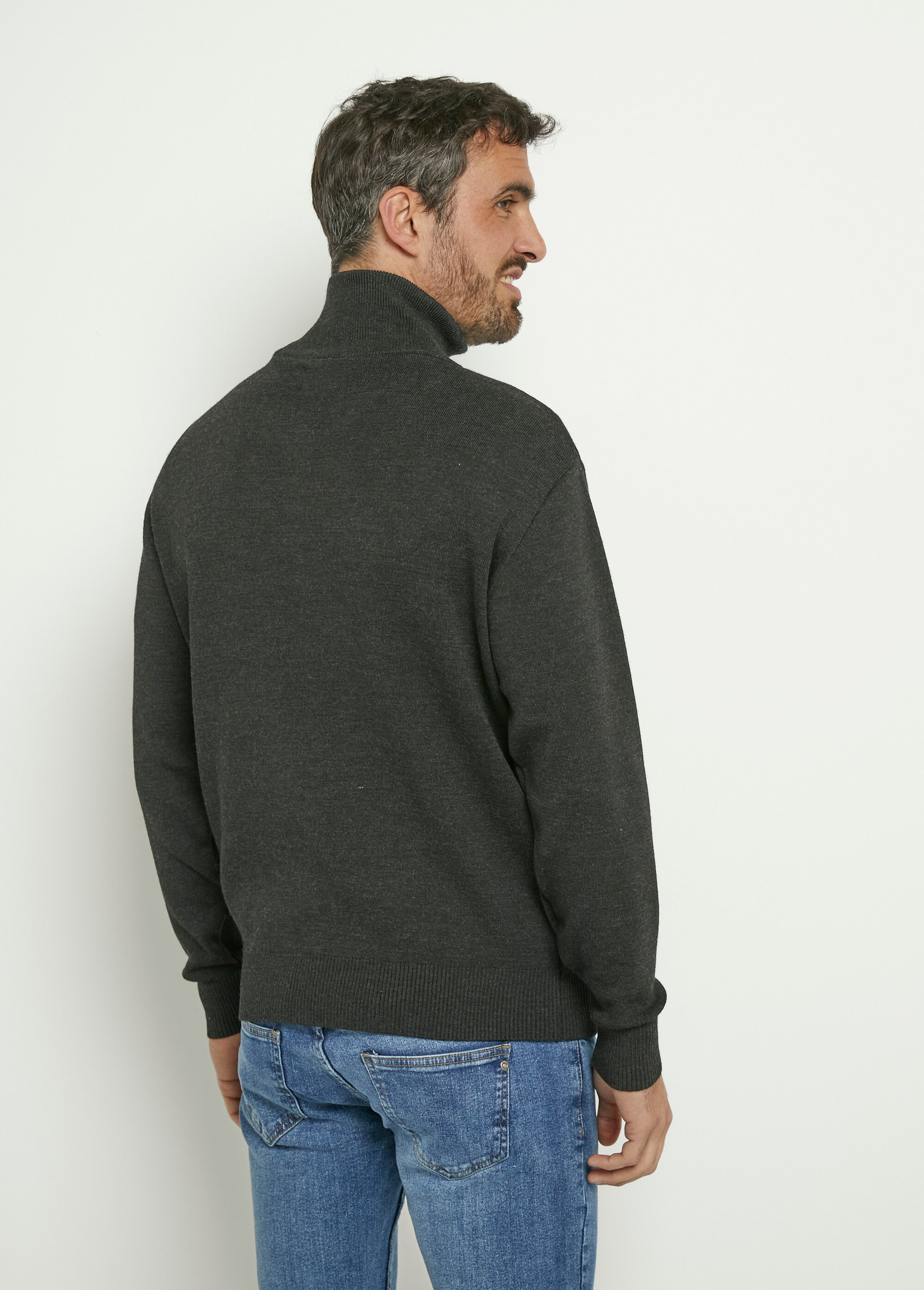 Pull col zippé chaud en laine mérinos