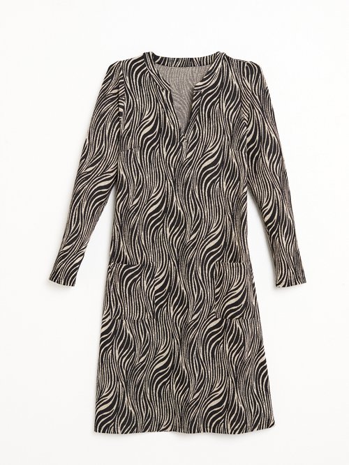 Robe ample courte jacquard zébré Femme Noir HALBANE AP1