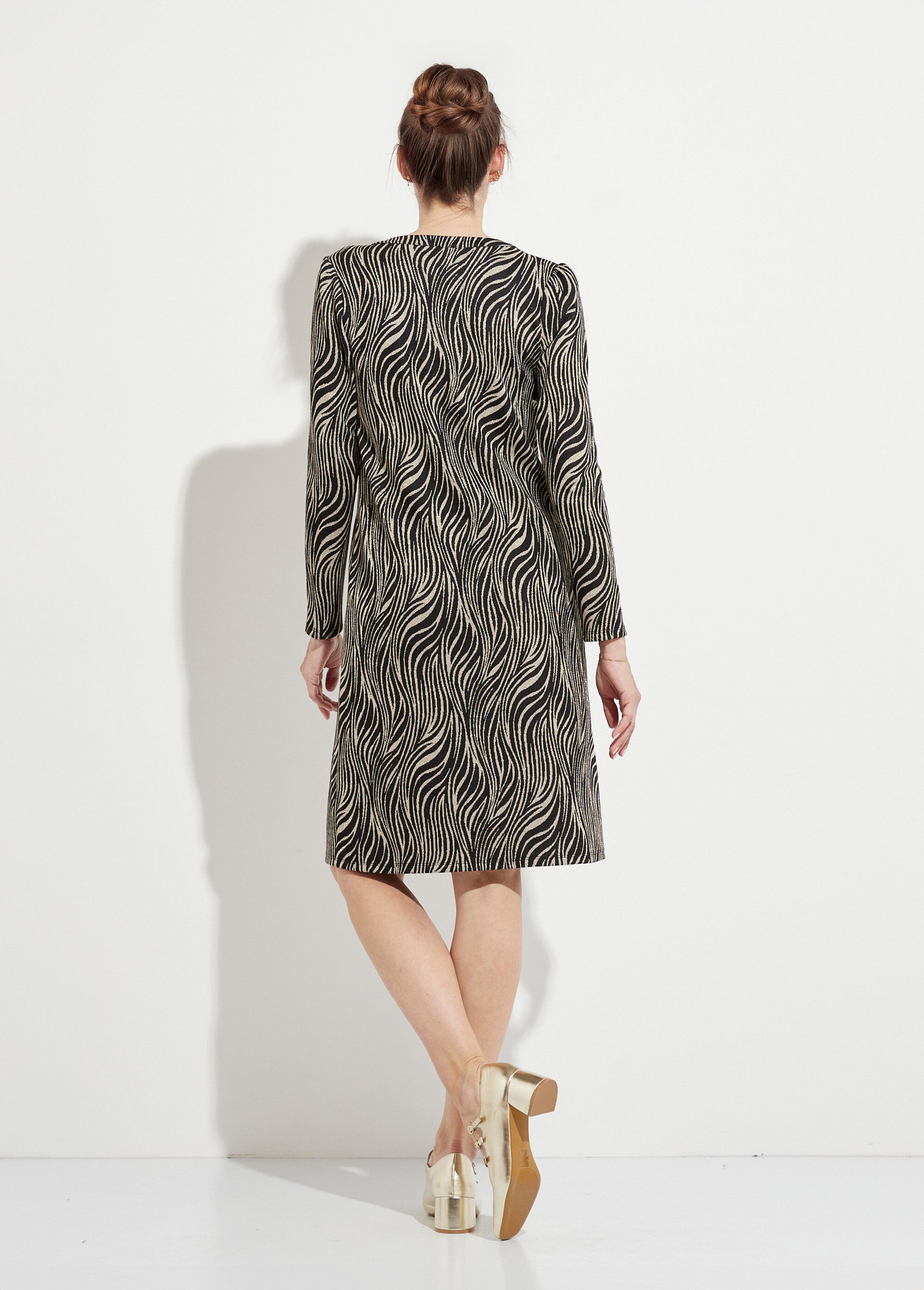 Robe ample courte jacquard zébré Femme Noir HALBANE DO1