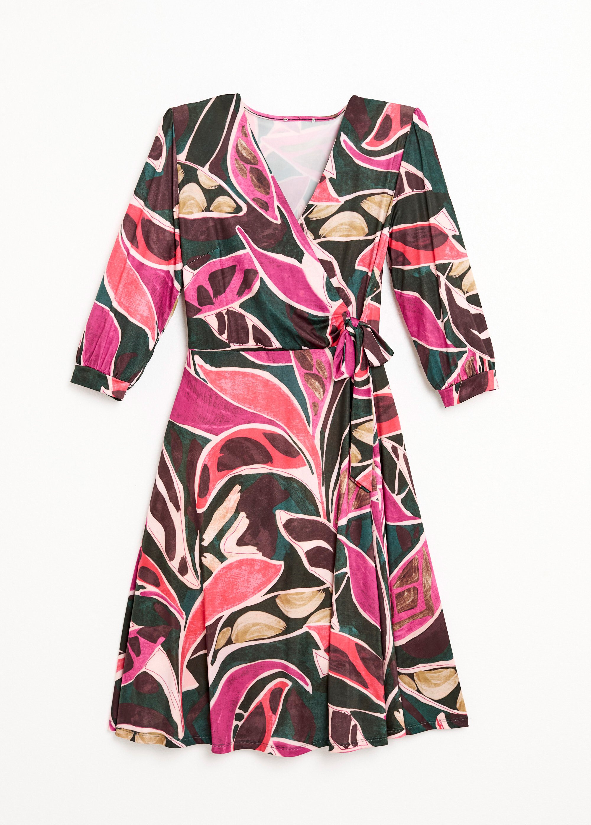 Robe cache-coeur courte évasée manches 3/4 Femme MULTICOLORE HAMANDA AP1