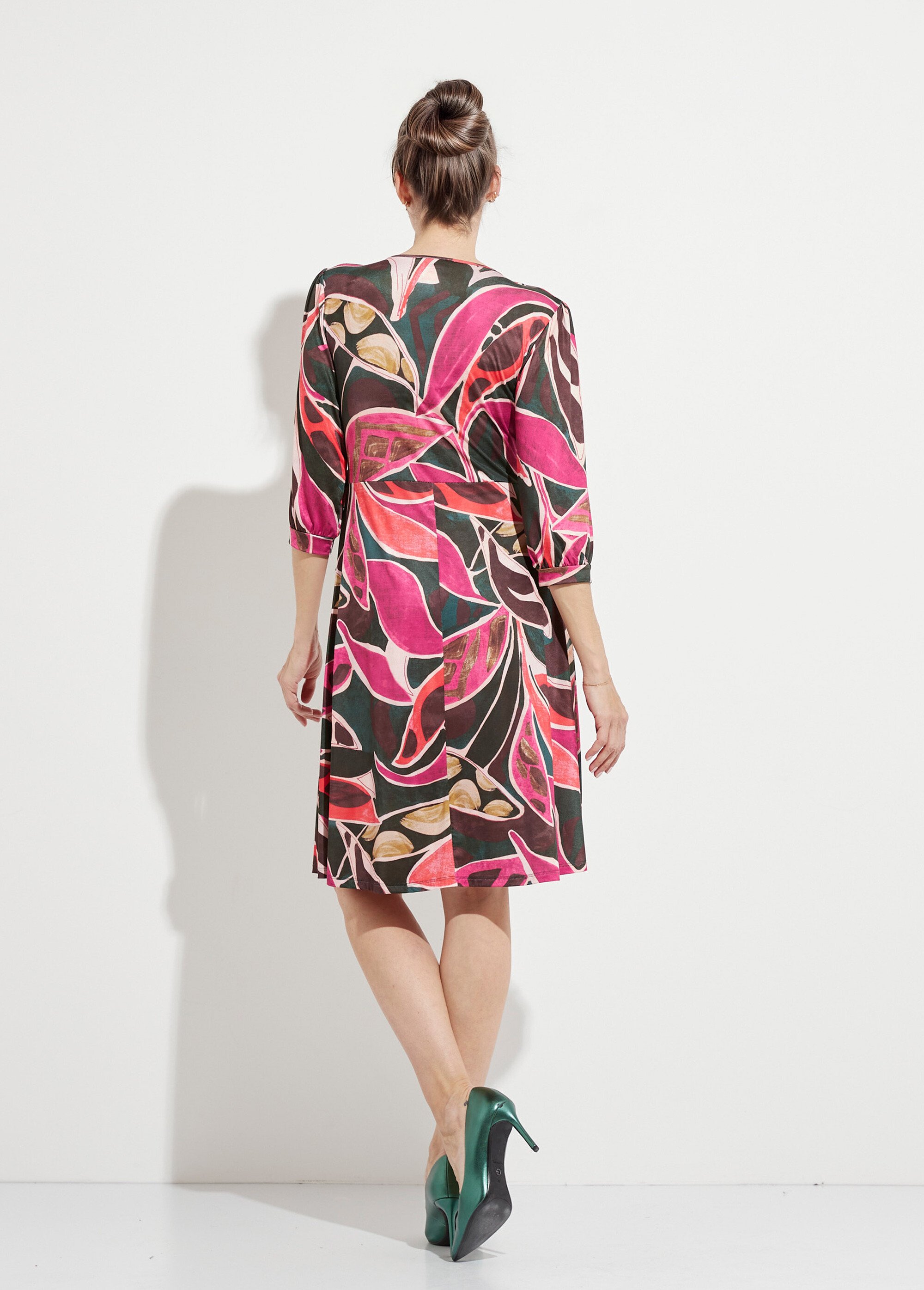 Robe cache-coeur courte évasée manches 3/4 Femme MULTICOLORE HAMANDA DO1