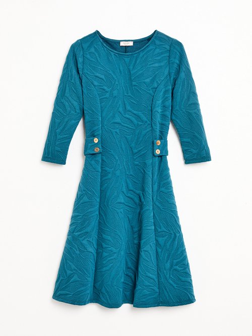 Robe courte galbée jacquard reliefé Femme Bleu HAUDREY AP1