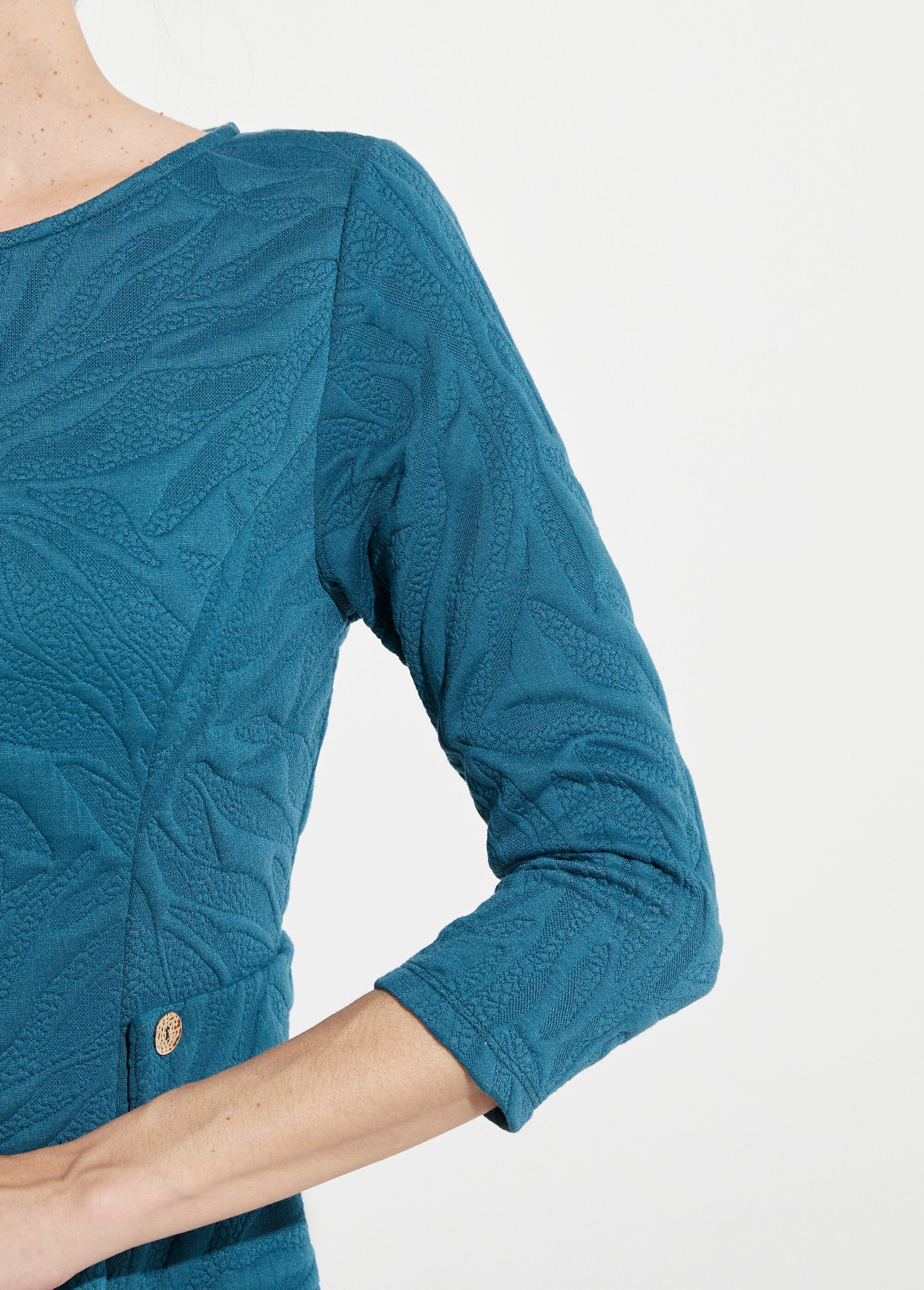 Robe courte galbée jacquard reliefé Femme Bleu HAUDREY DE1