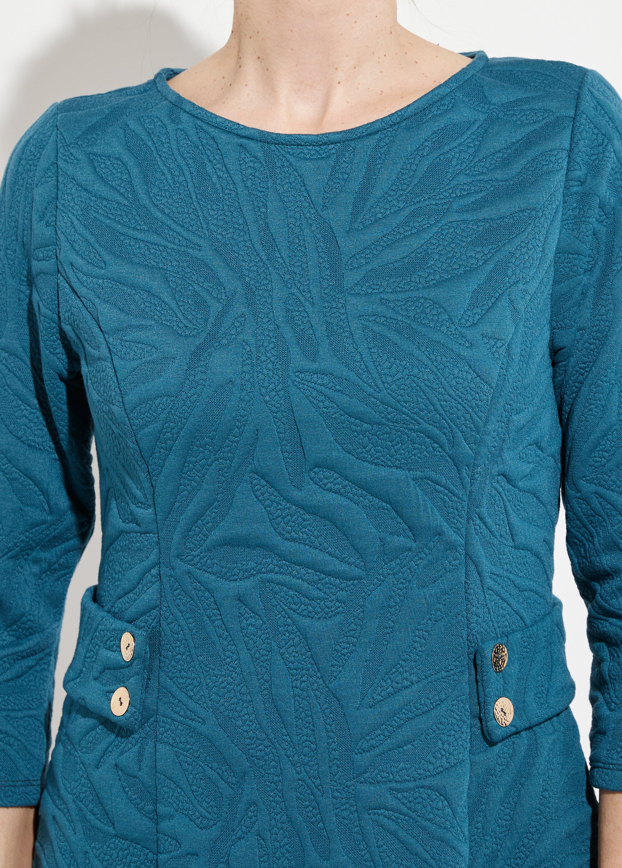 Robe courte galbée jacquard reliefé Femme Bleu HAUDREY DE2