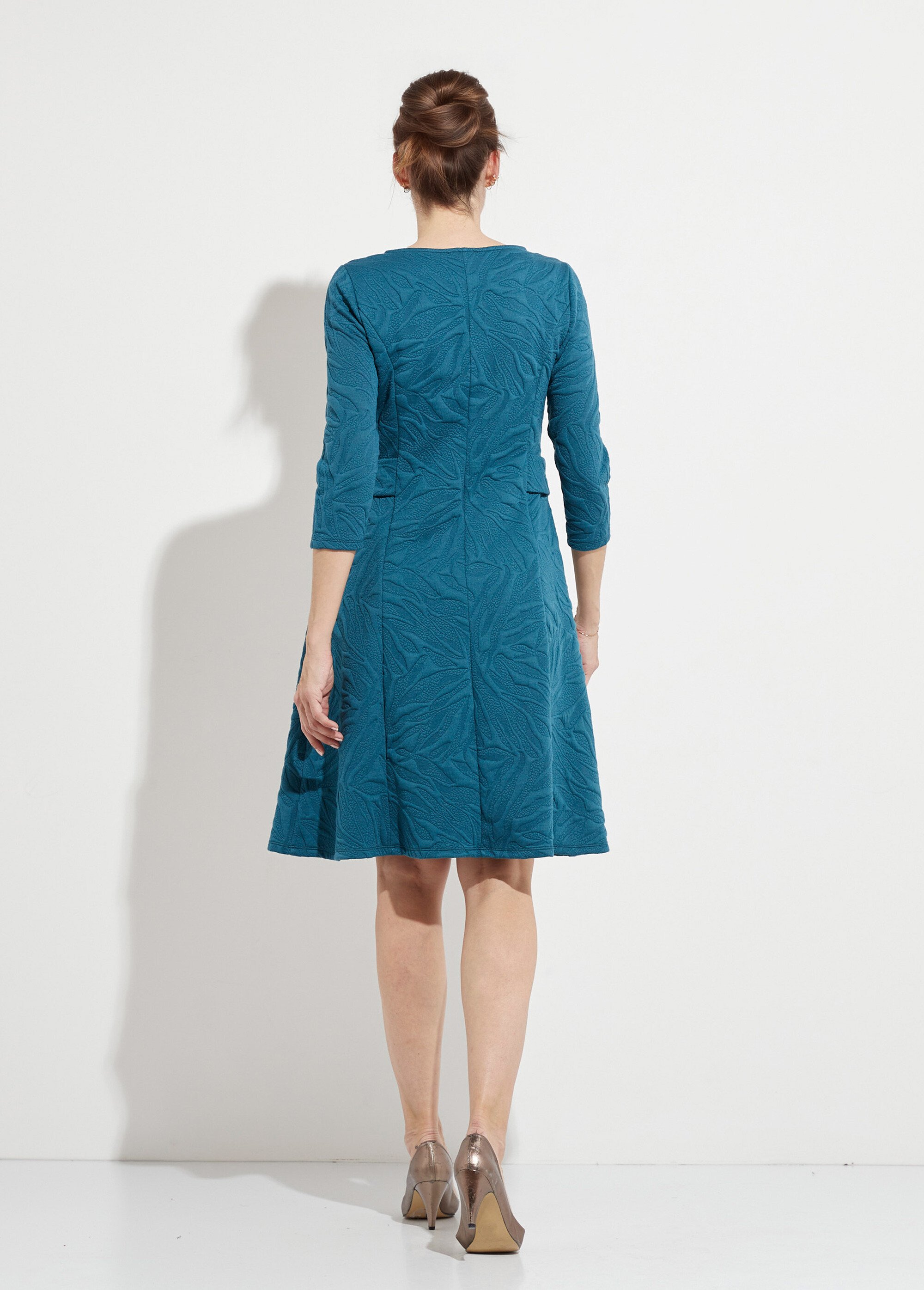 Robe courte galbée jacquard reliefé Femme Bleu HAUDREY DO1