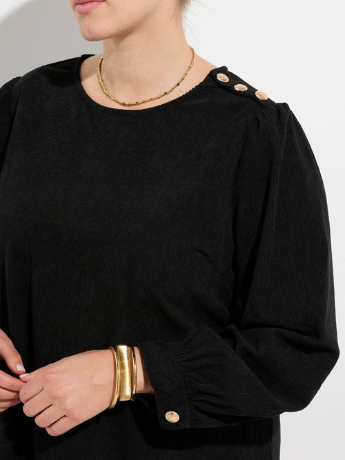 Robe housse en velours grosses cotes Femme Grande Taille Noir MA-M886-1621 DE1