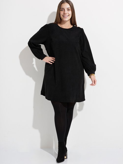 Robe housse en velours grosses cotes Femme Grande Taille Noir MA-M886-1621 FA1