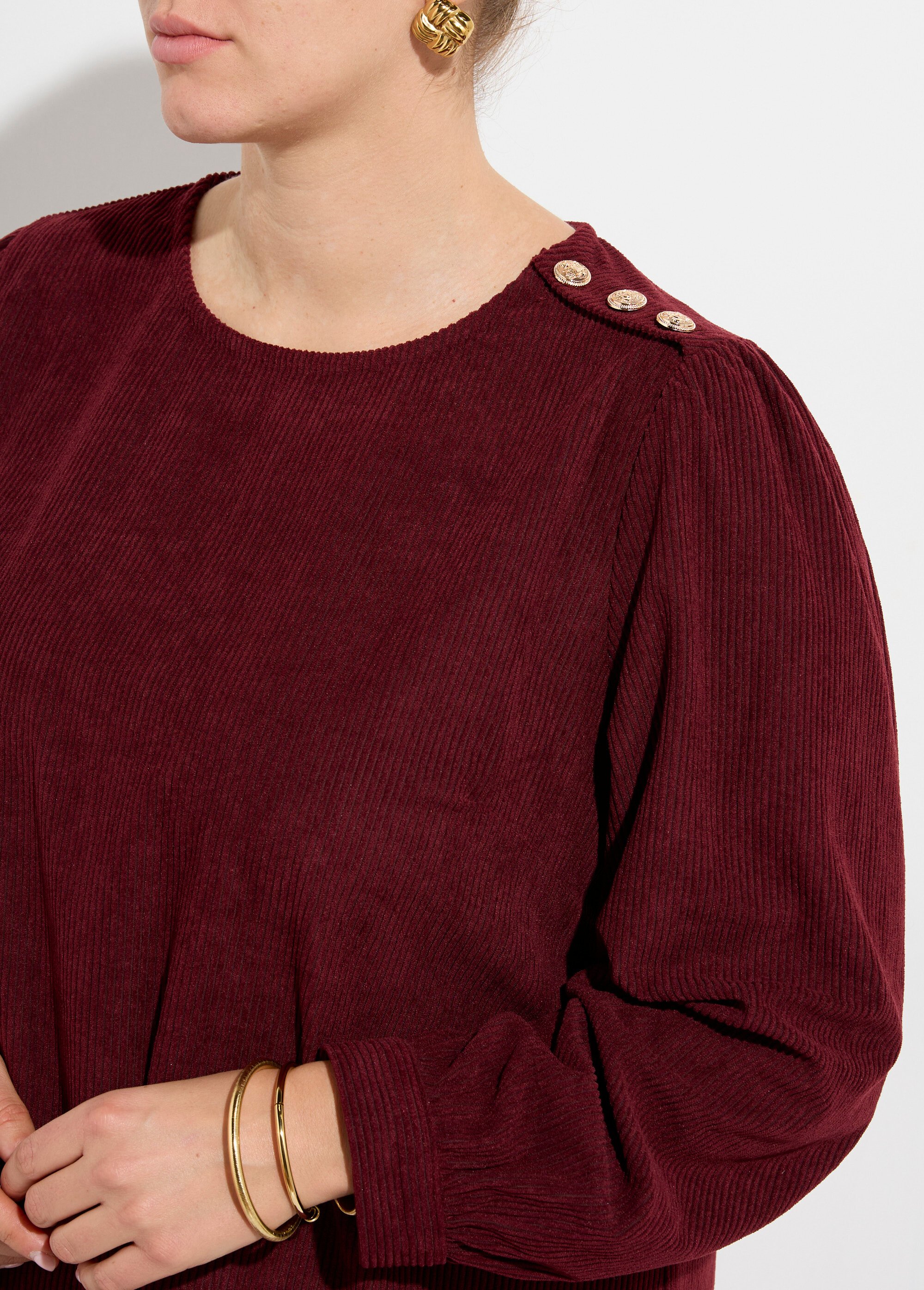 Robe housse en velours grosses cotes Femme Grande Taille Rouge MA-M886-1621 DE1