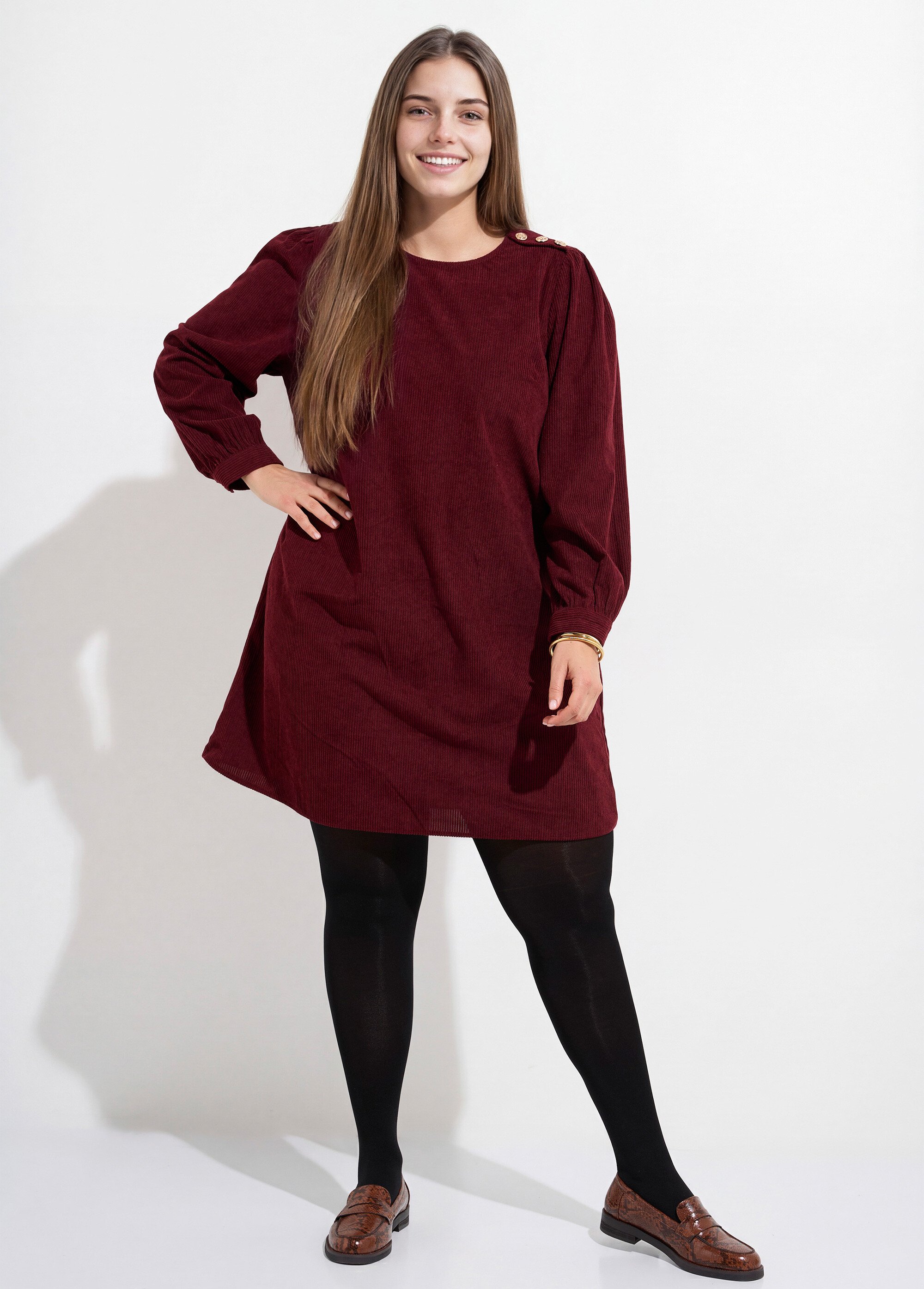 Robe housse en velours grosses cotes Femme Grande Taille Rouge MA-M886-1621 FA1