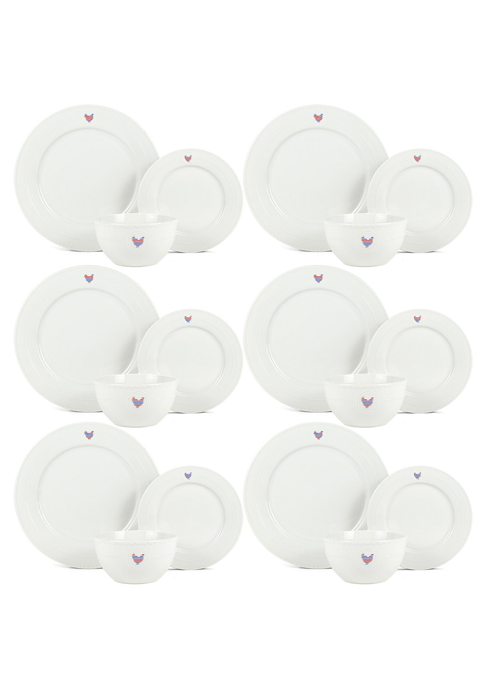 Service de table porcelaine 18 pièces couleur