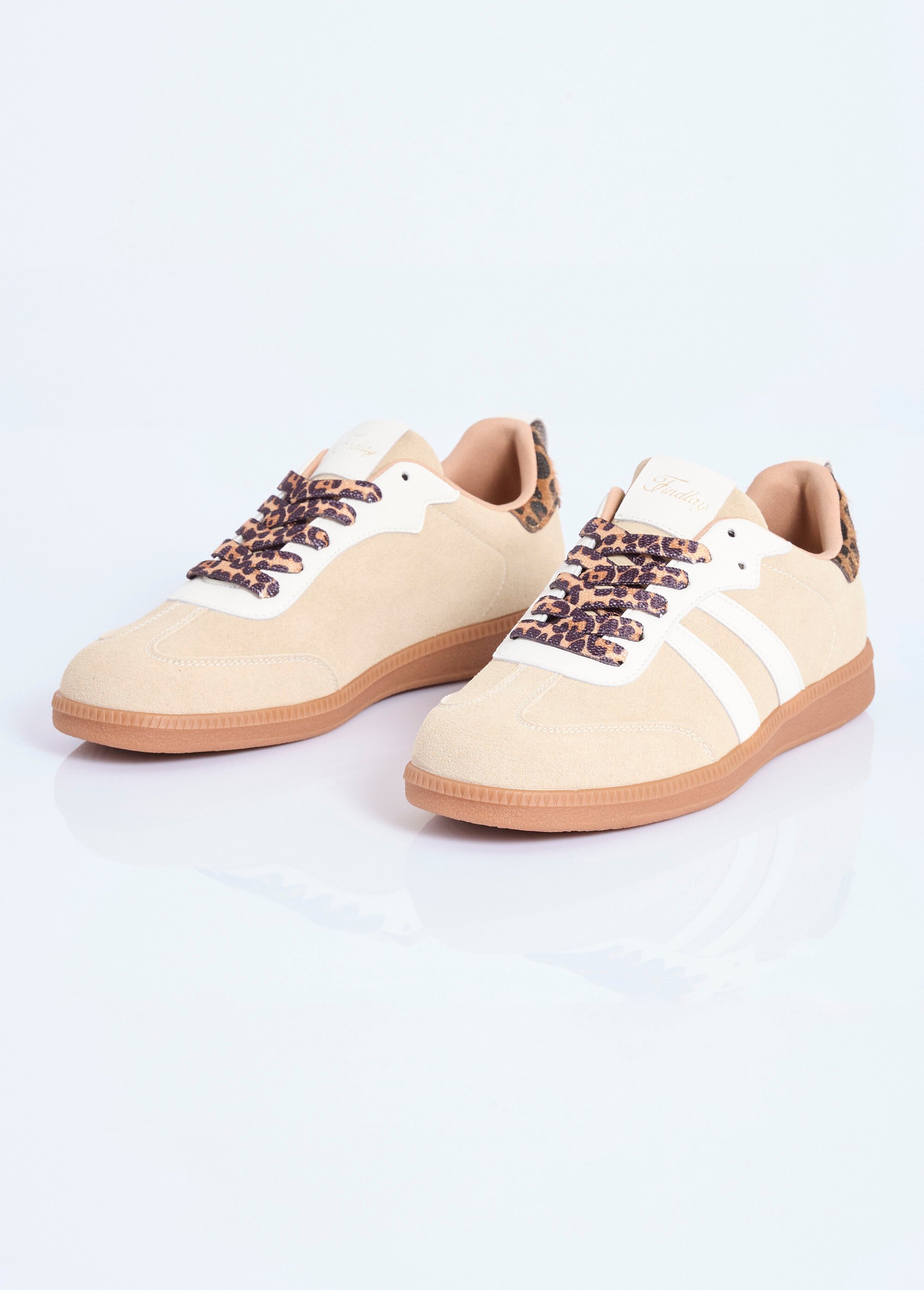 Sneakers en suédine avec détails léopard