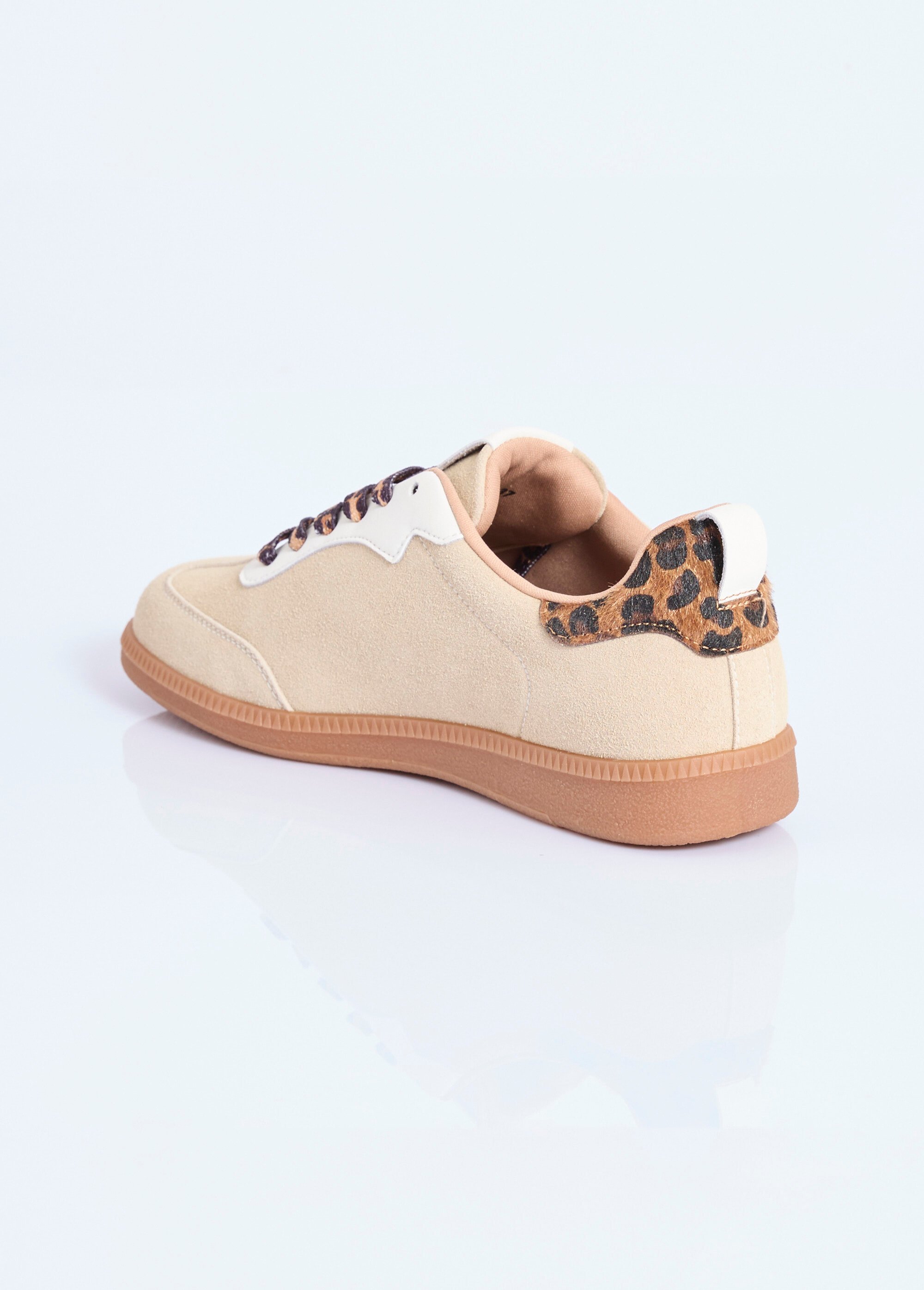 Sneakers en suédine avec détails léopard Femme Beige COVFY0932 DO1