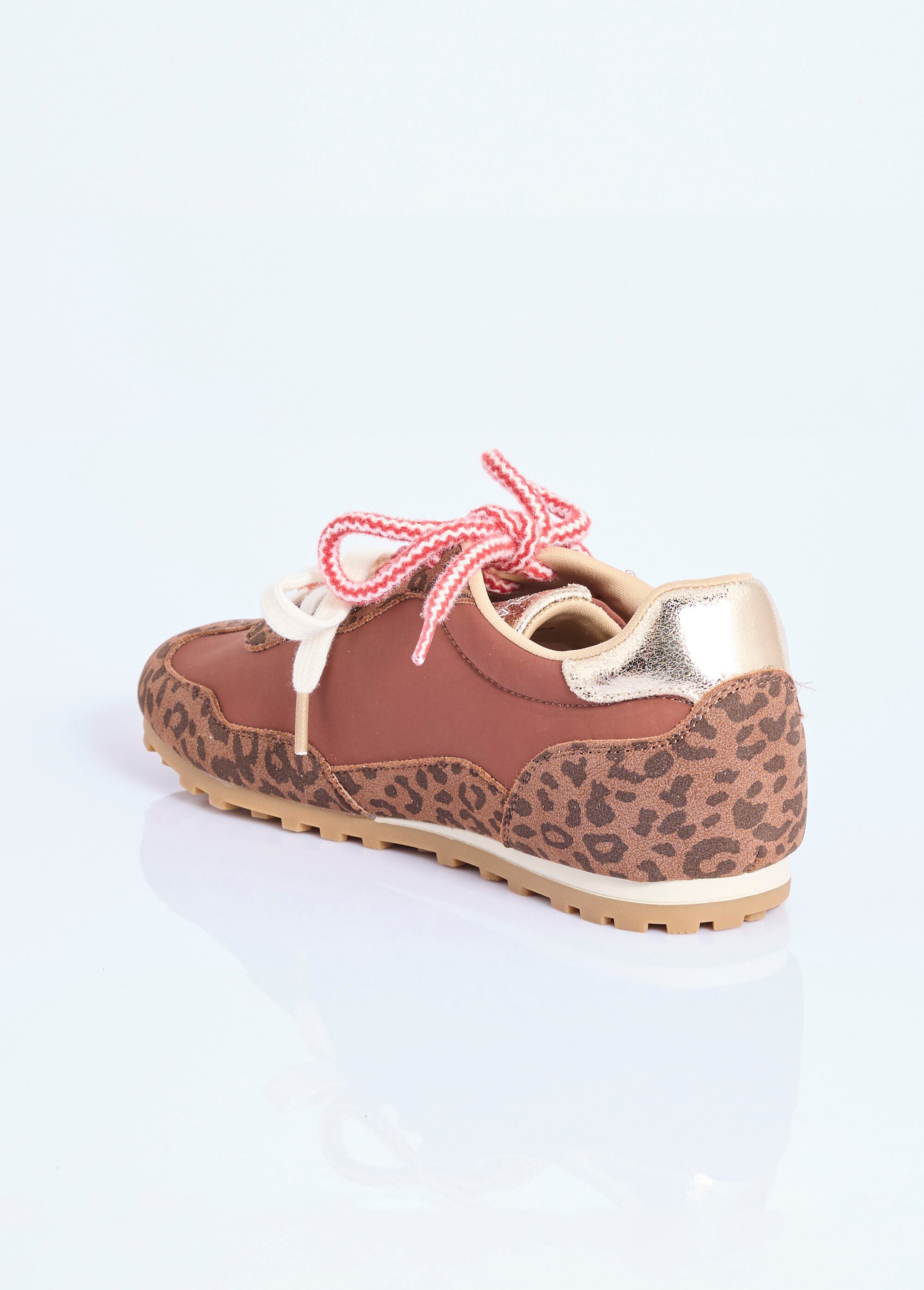 Sneakers léopard / doré lacets fantaisie Femme LEOPARD COVFY1199 DO1