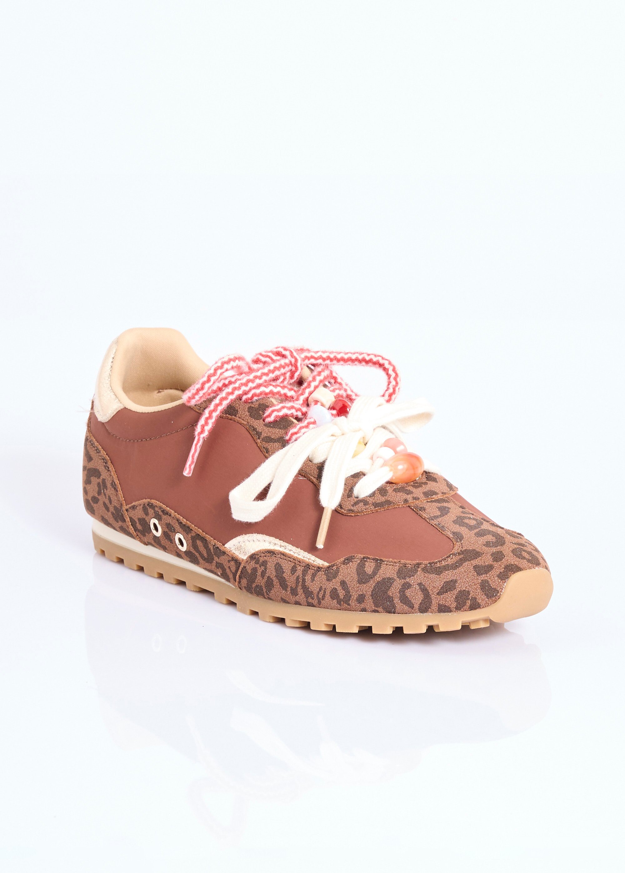 Sneakers léopard / doré lacets fantaisie Femme LEOPARD COVFY1199 FA1