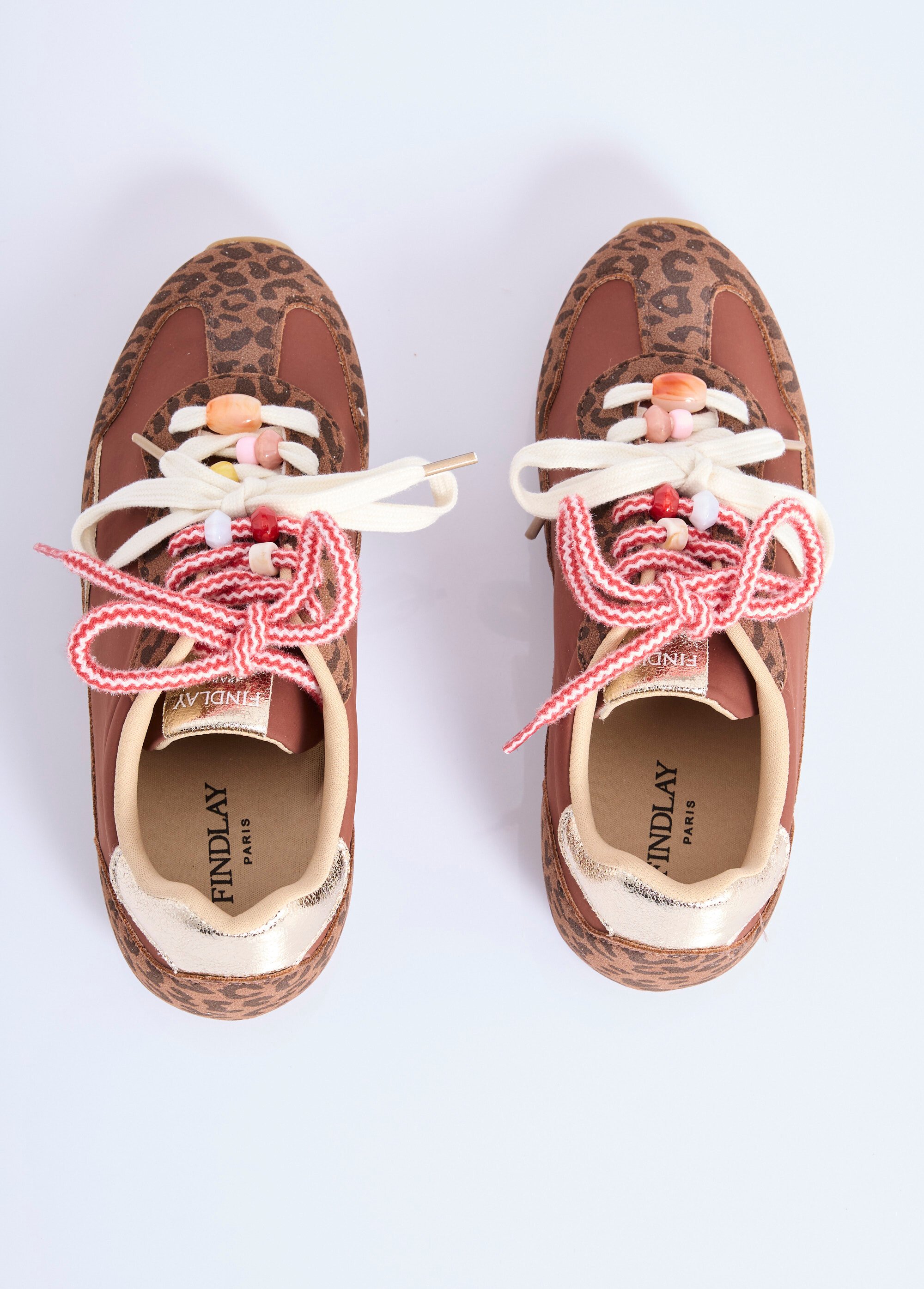 Sneakers léopard / doré lacets fantaisie Femme LEOPARD COVFY1199 OV1