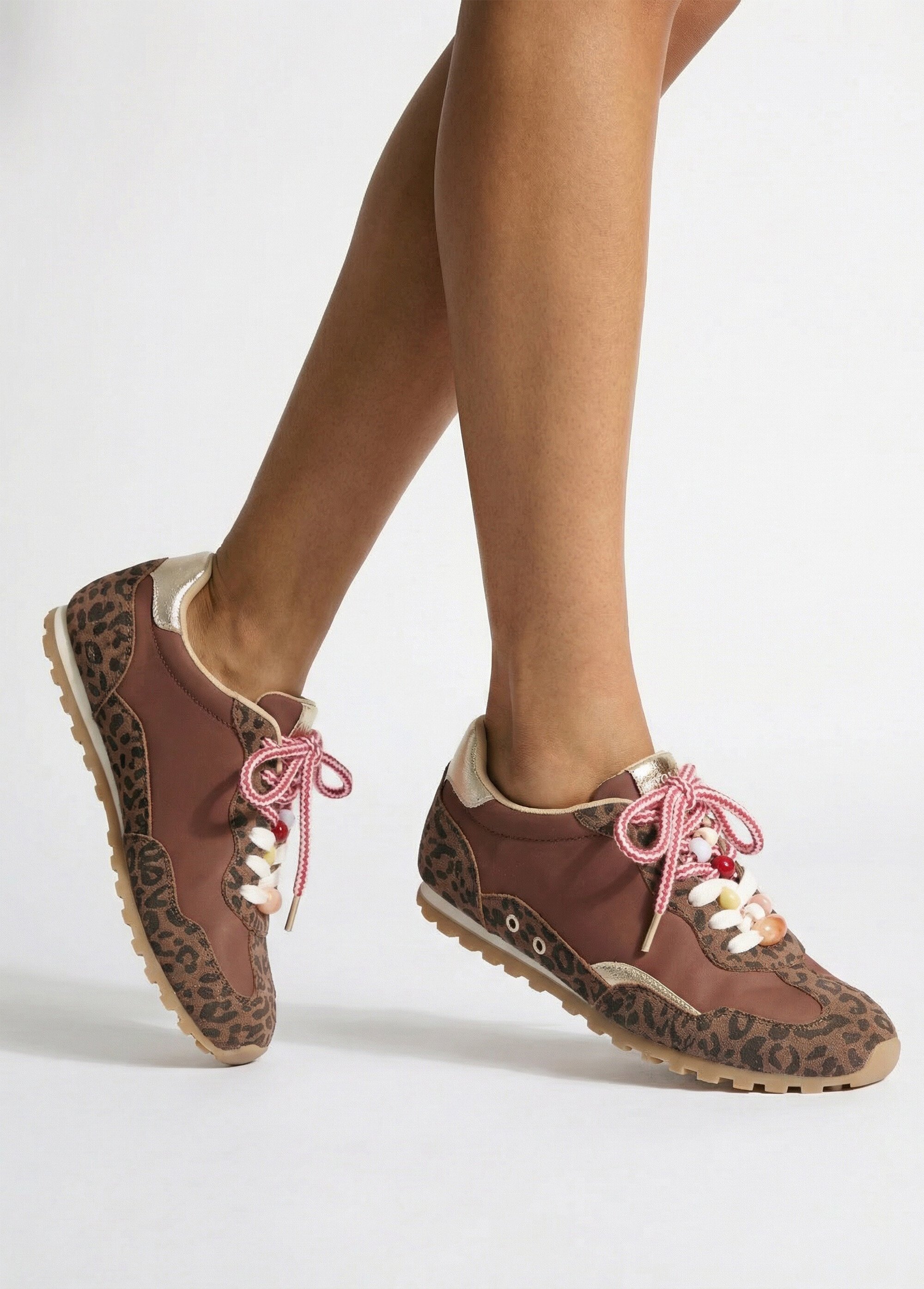 Sneakers léopard / doré lacets fantaisie Femme LEOPARD COVFY1199 SI1