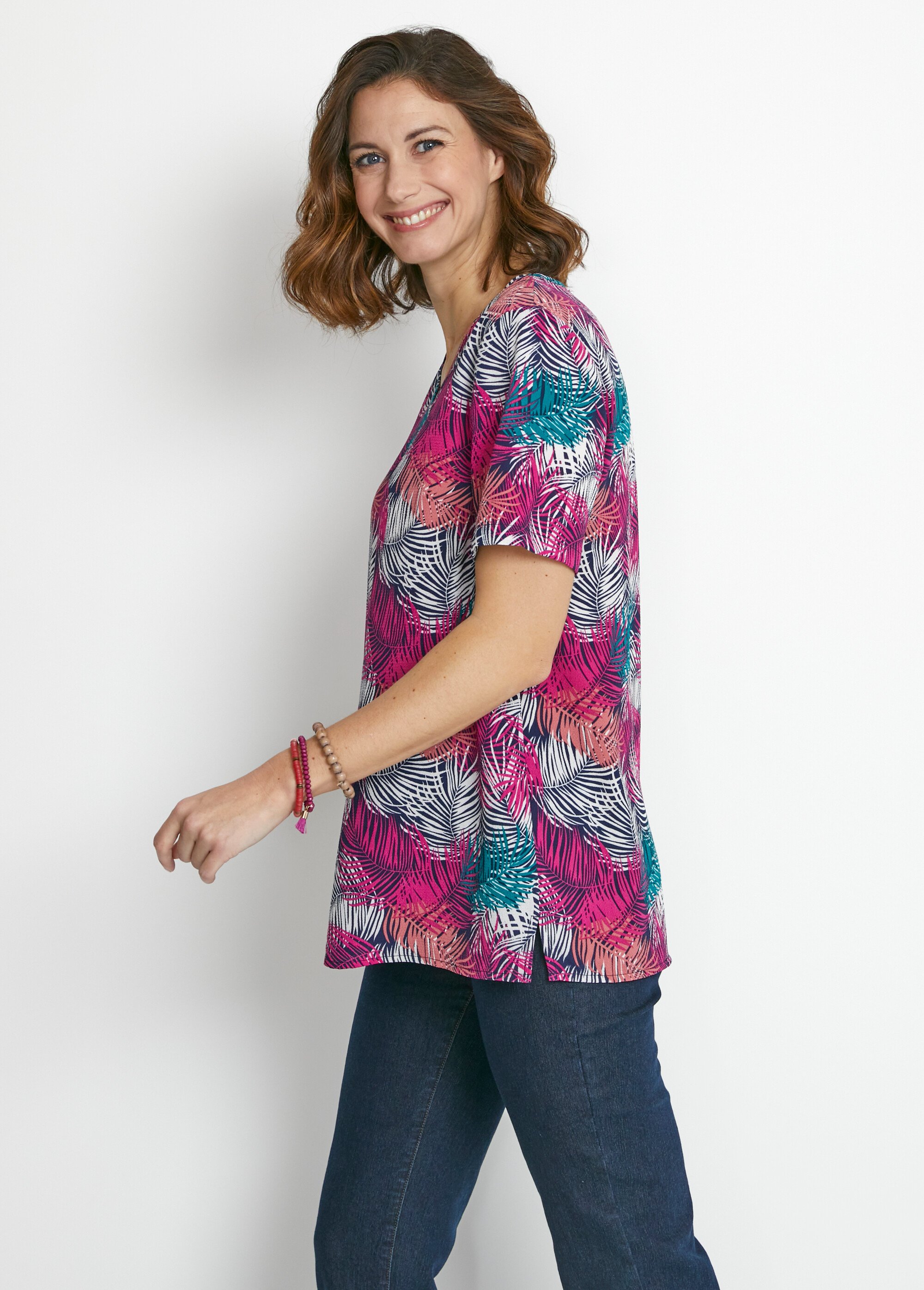 Tunique ample mi-longue en tissu crêpe Femme Vert CLAIRE DR1