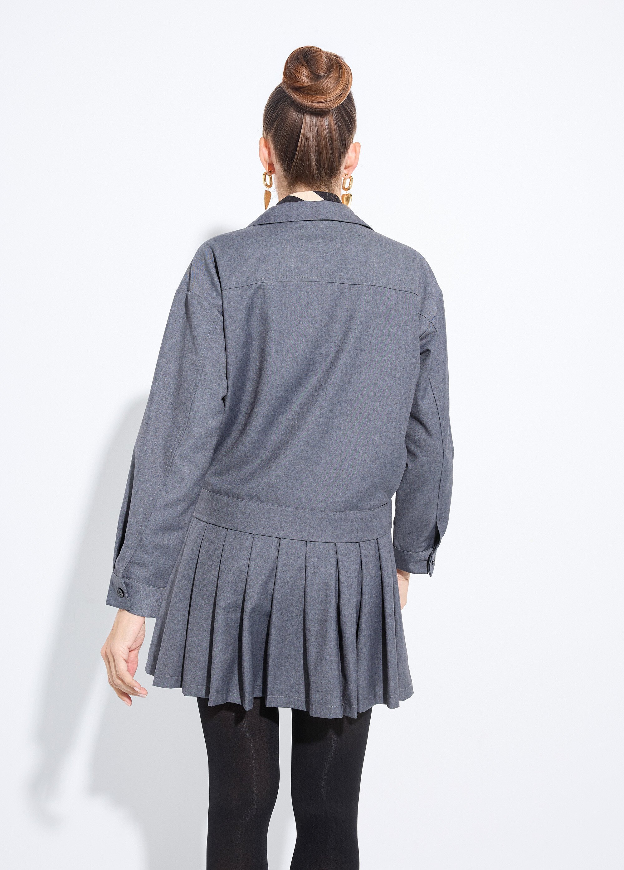 Veste zippée chinée foncée Femme Gris IA-R5953 DO1
