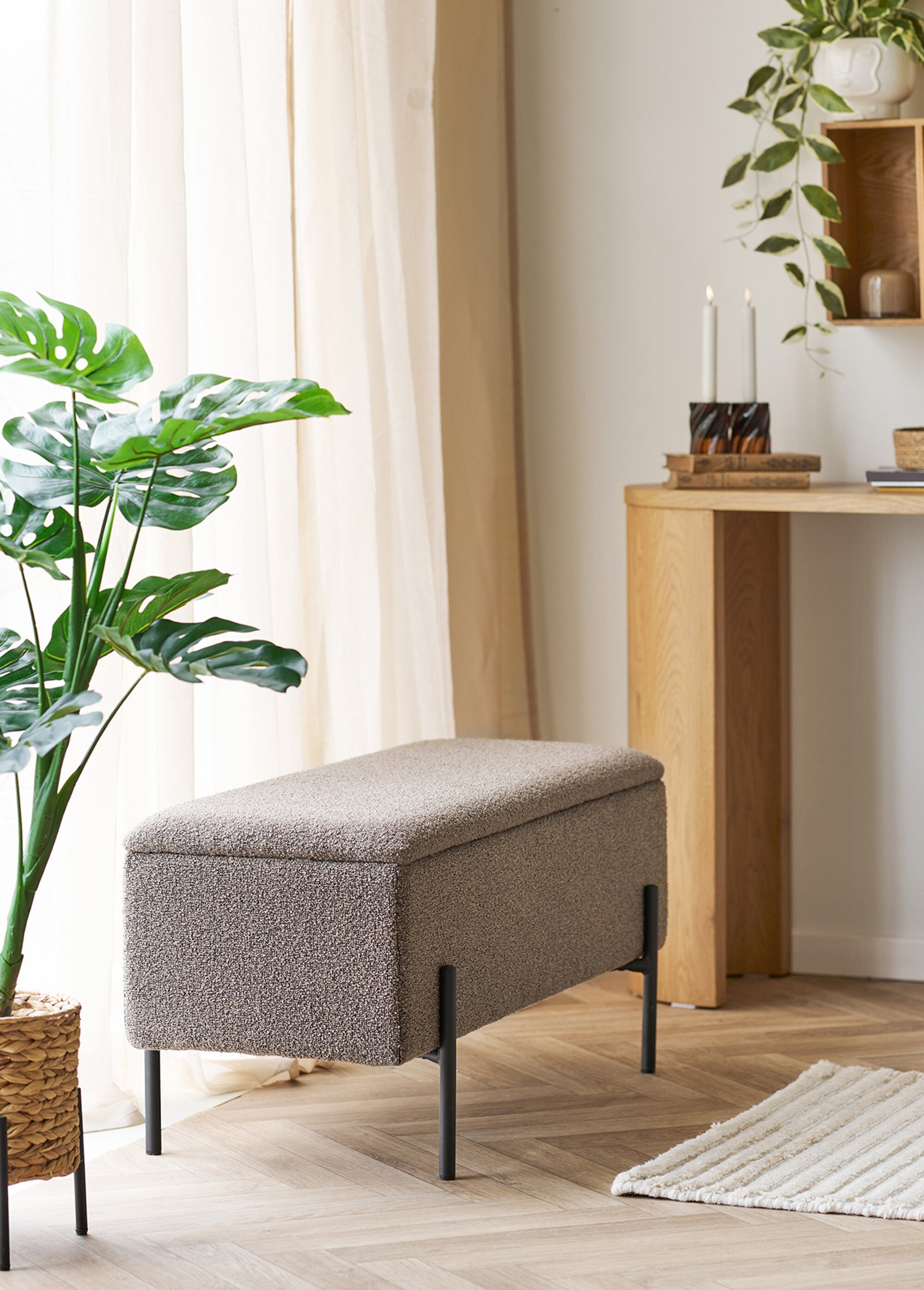 Banc bouclette coffre de rangement, 2M MARRON HN-1409076 SI1