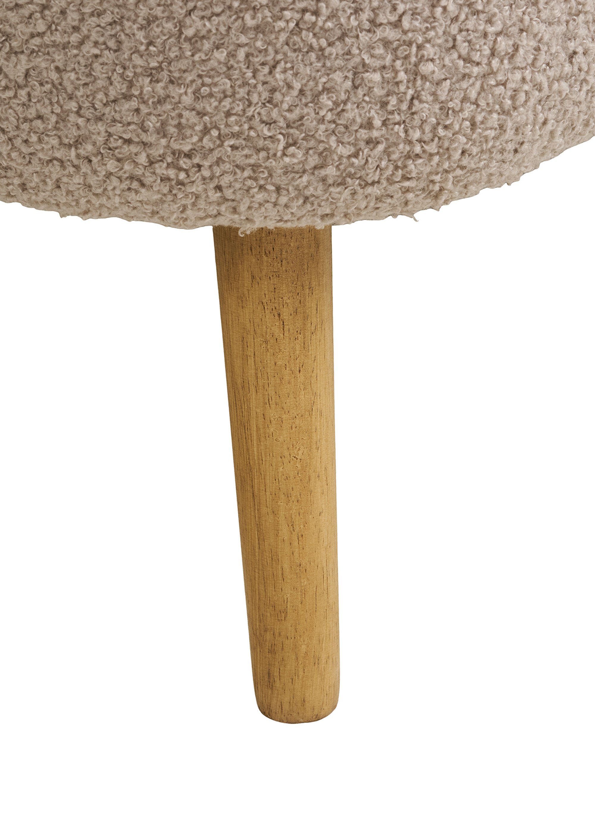 Banc coffre maille bouclette, pieds bois BEIGE HN-1401310 DE3